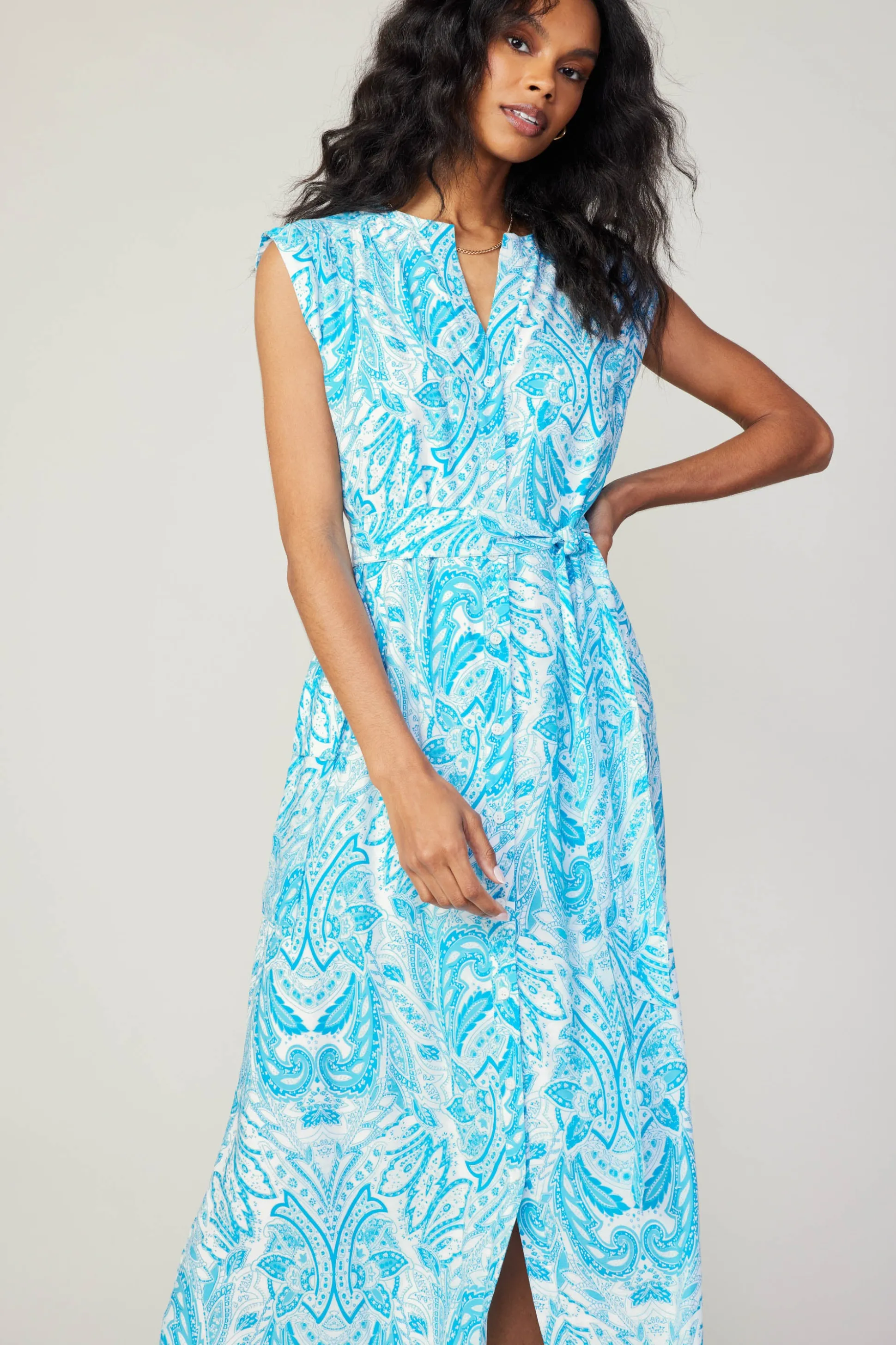 Paisley Printed Sleeveless Dress<Current Air Sale