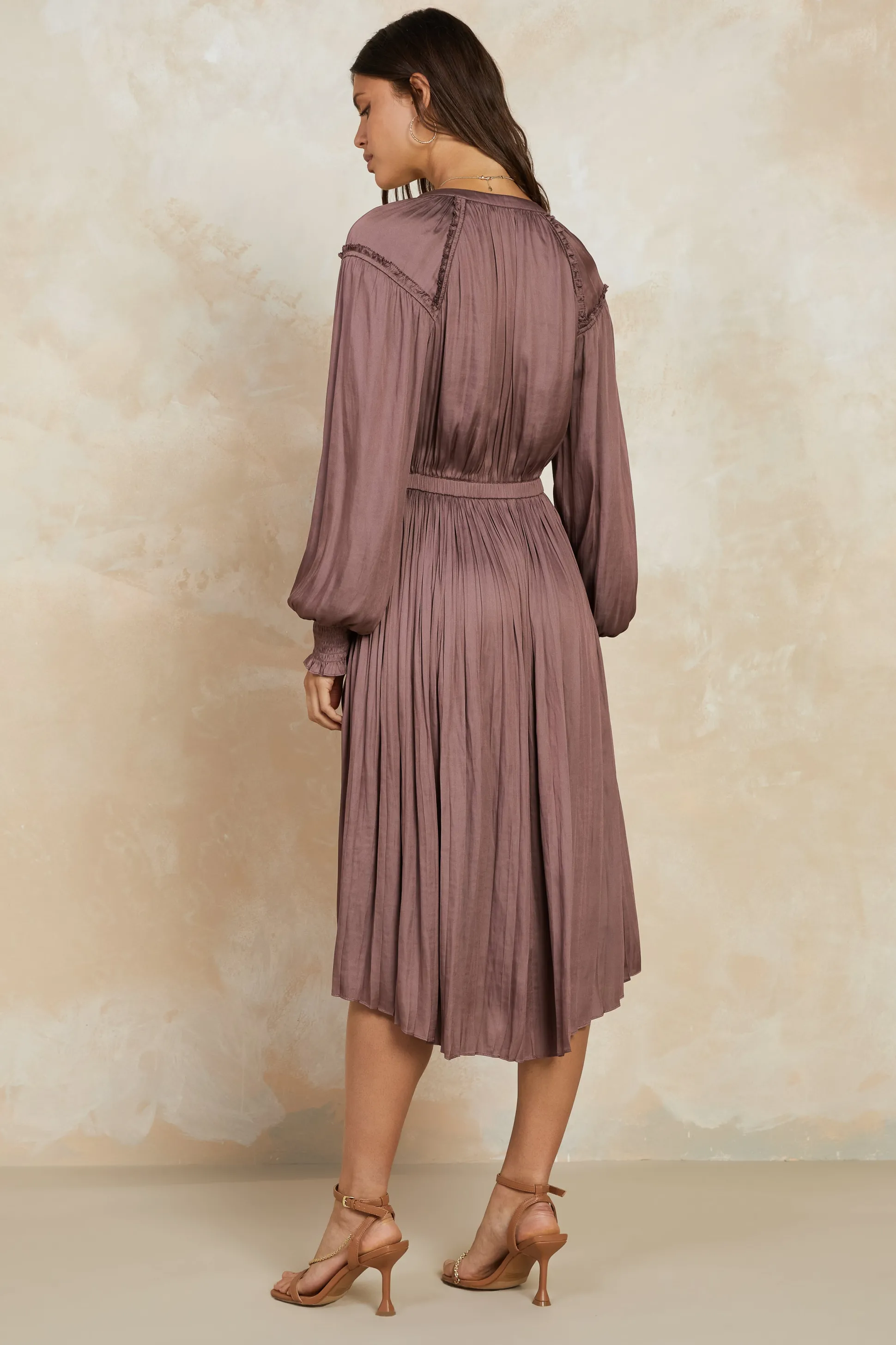 Smocked Cuff Midi Dress<Current Air New