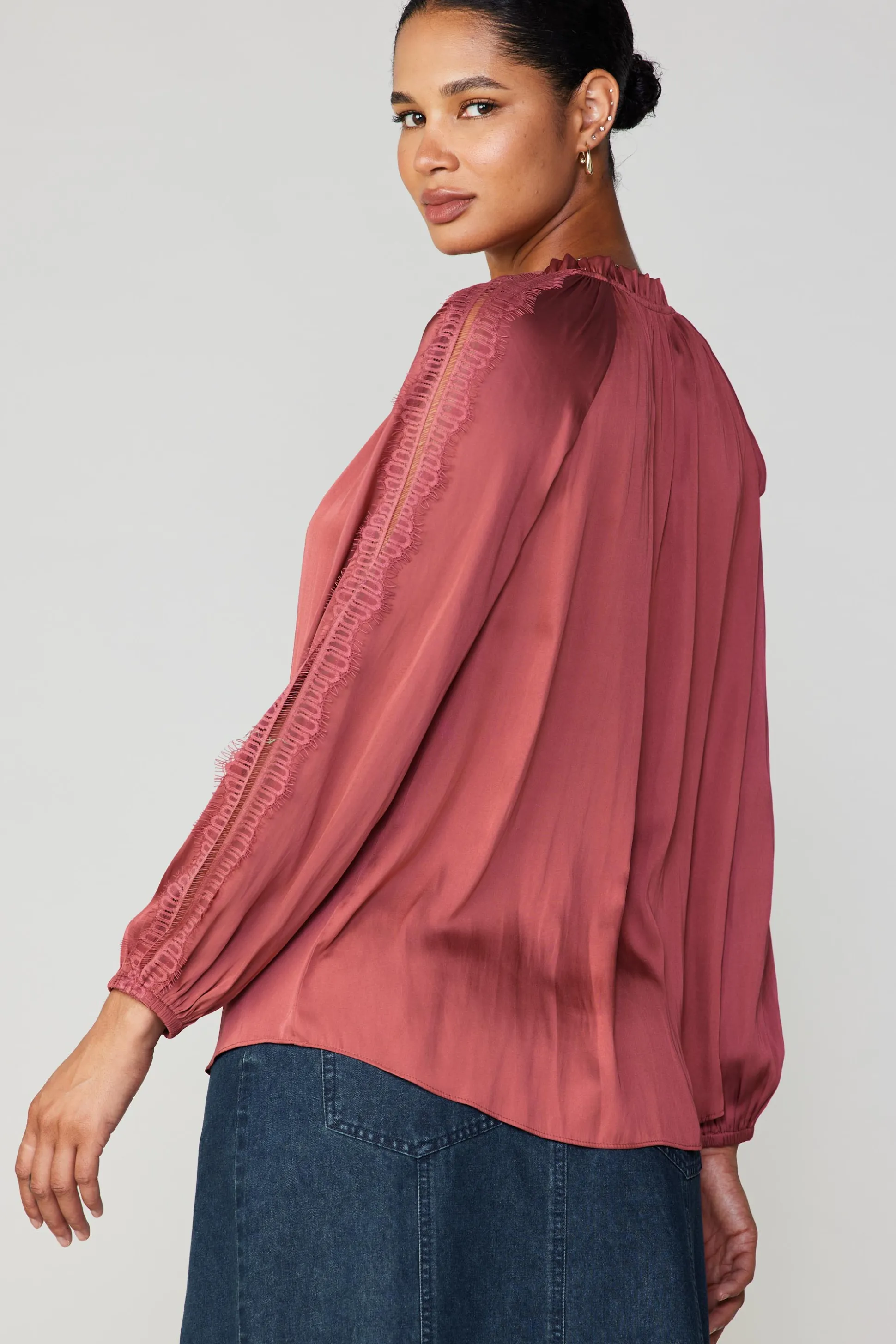 Lace Panel Blouse<Current Air Sale