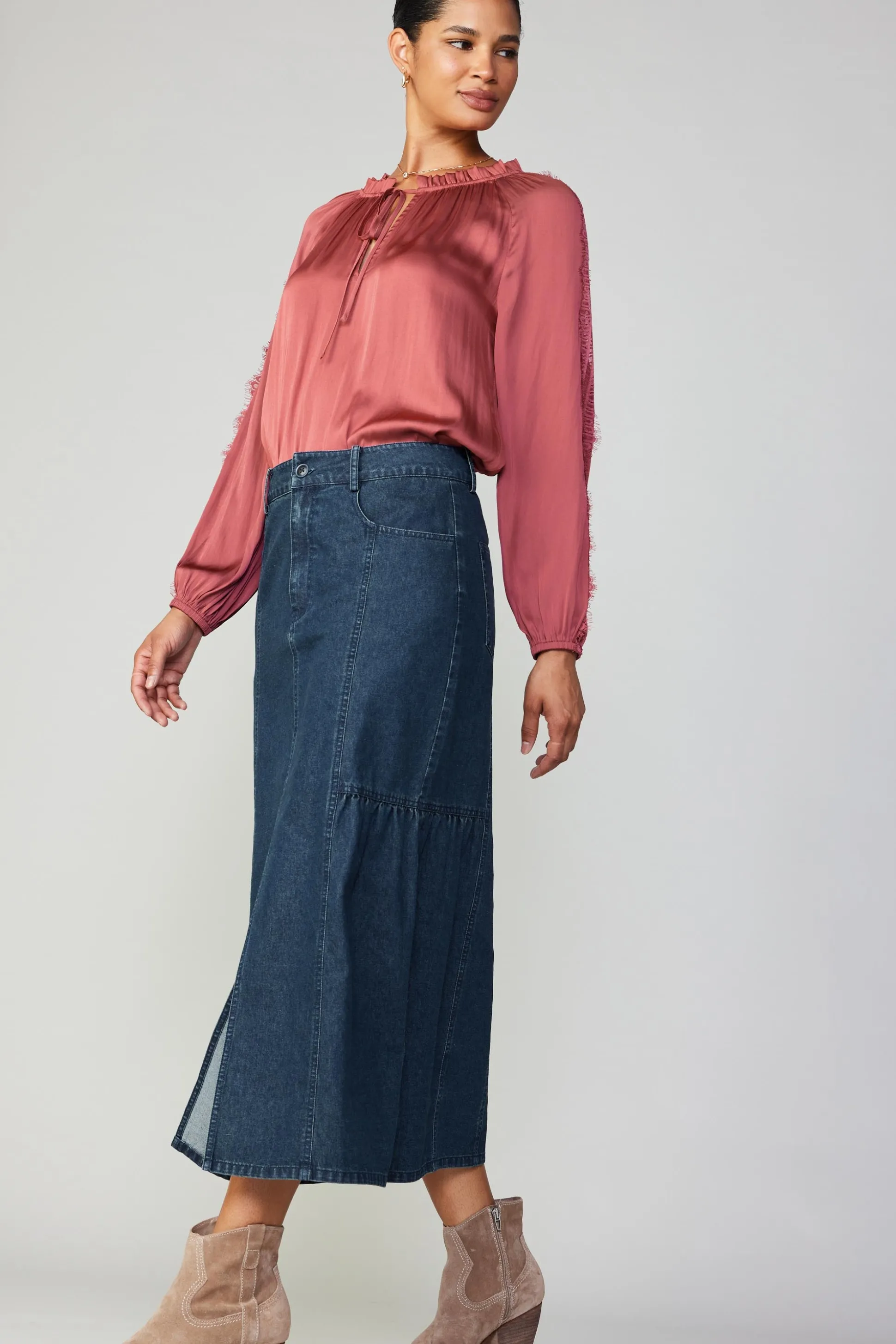 Lace Panel Blouse<Current Air Sale