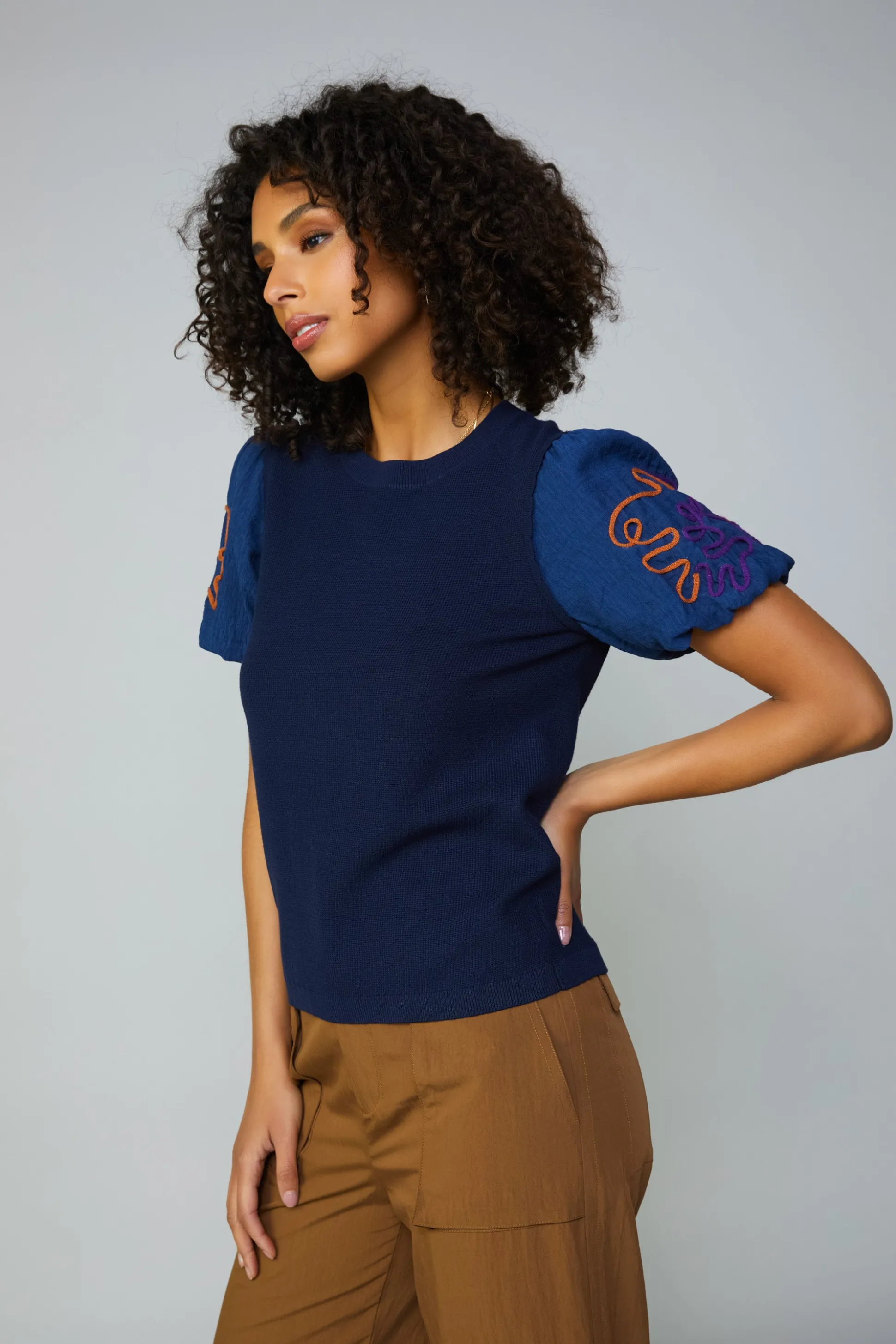 Texture Stitch Sweater Top<Current Air New