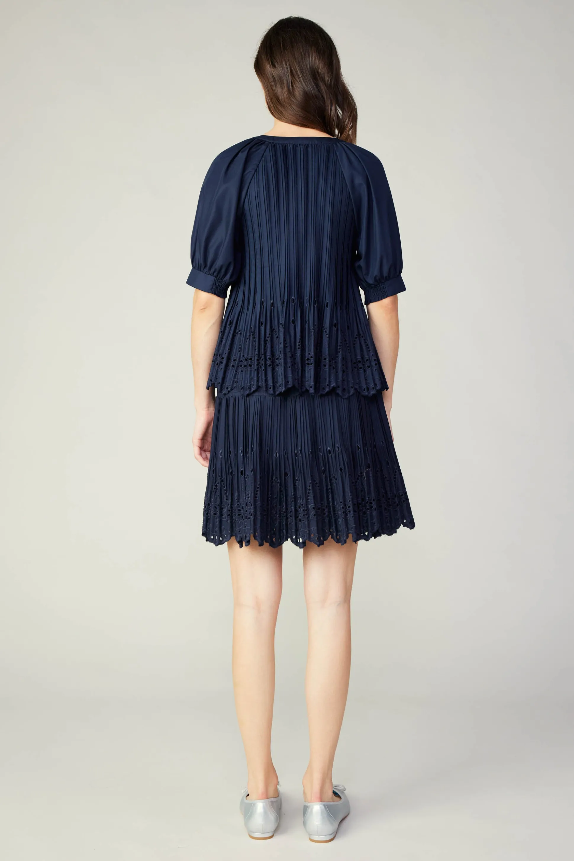 Pleated Eyelet Blouse<Current Air Online