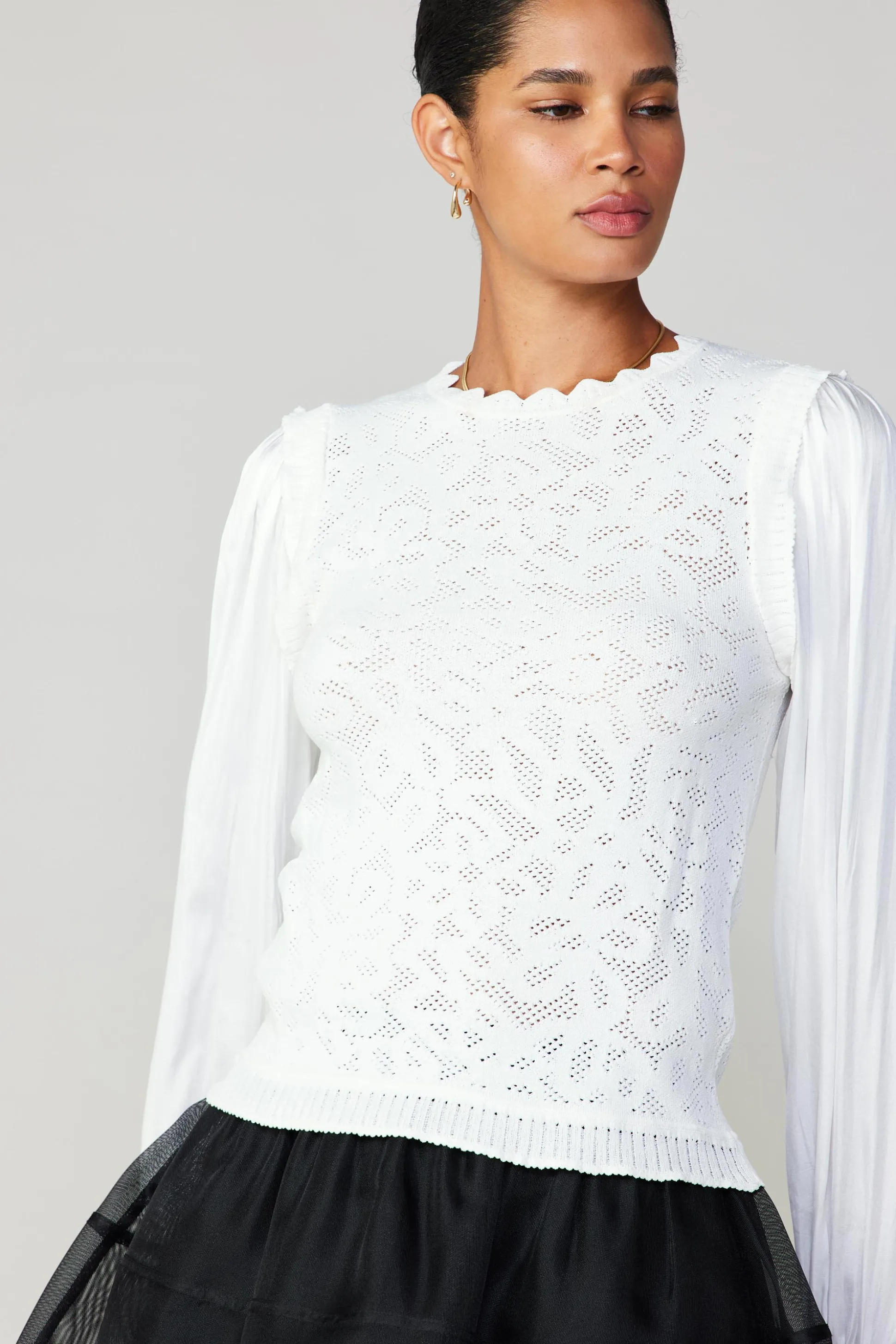 Textural Knit Sweater Top<Current Air Hot
