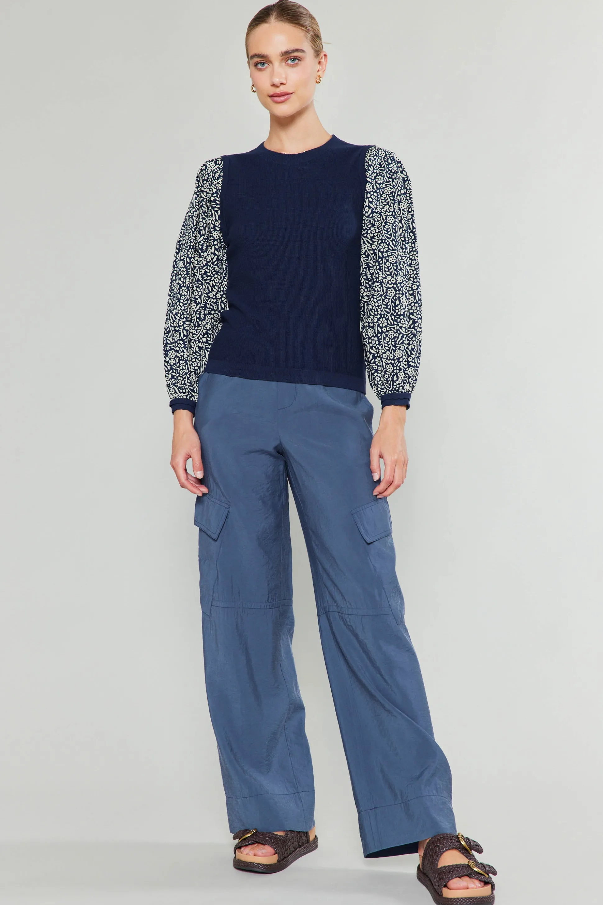 Contrast Sleeve Sweater Top<Current Air Sale