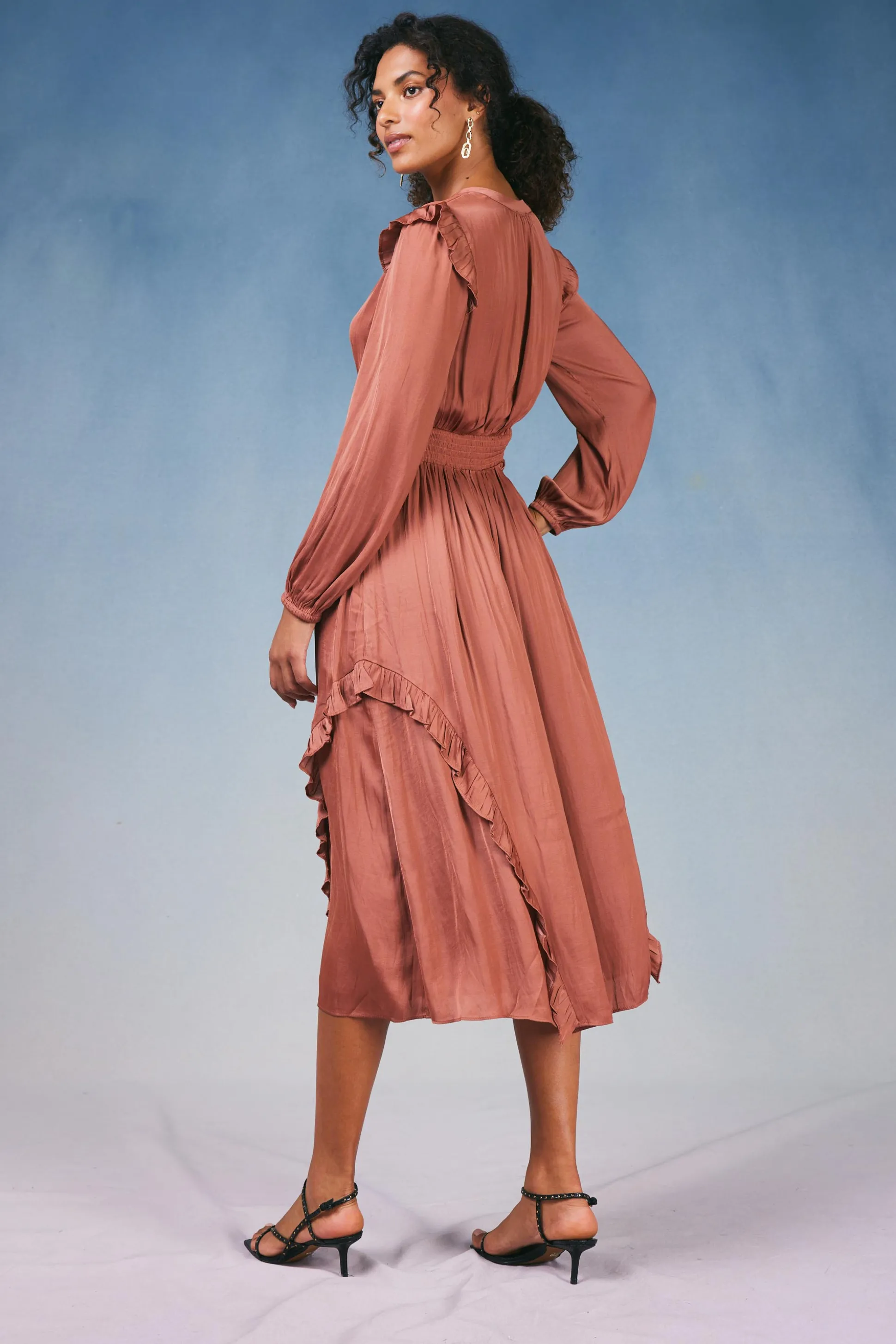 Emmaline Ruffled Midi Dress<Current Air Best