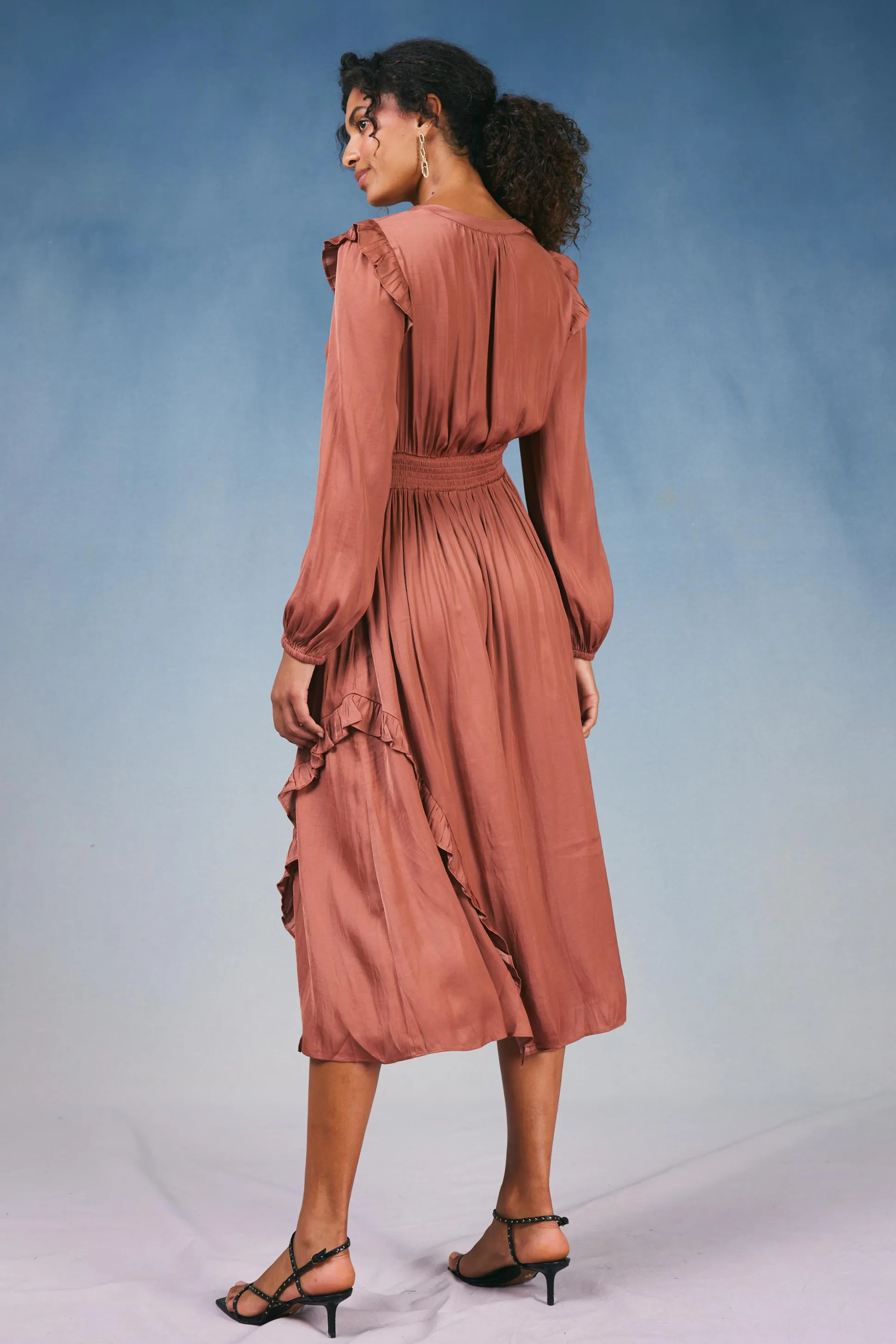 Emmaline Ruffled Midi Dress<Current Air Best