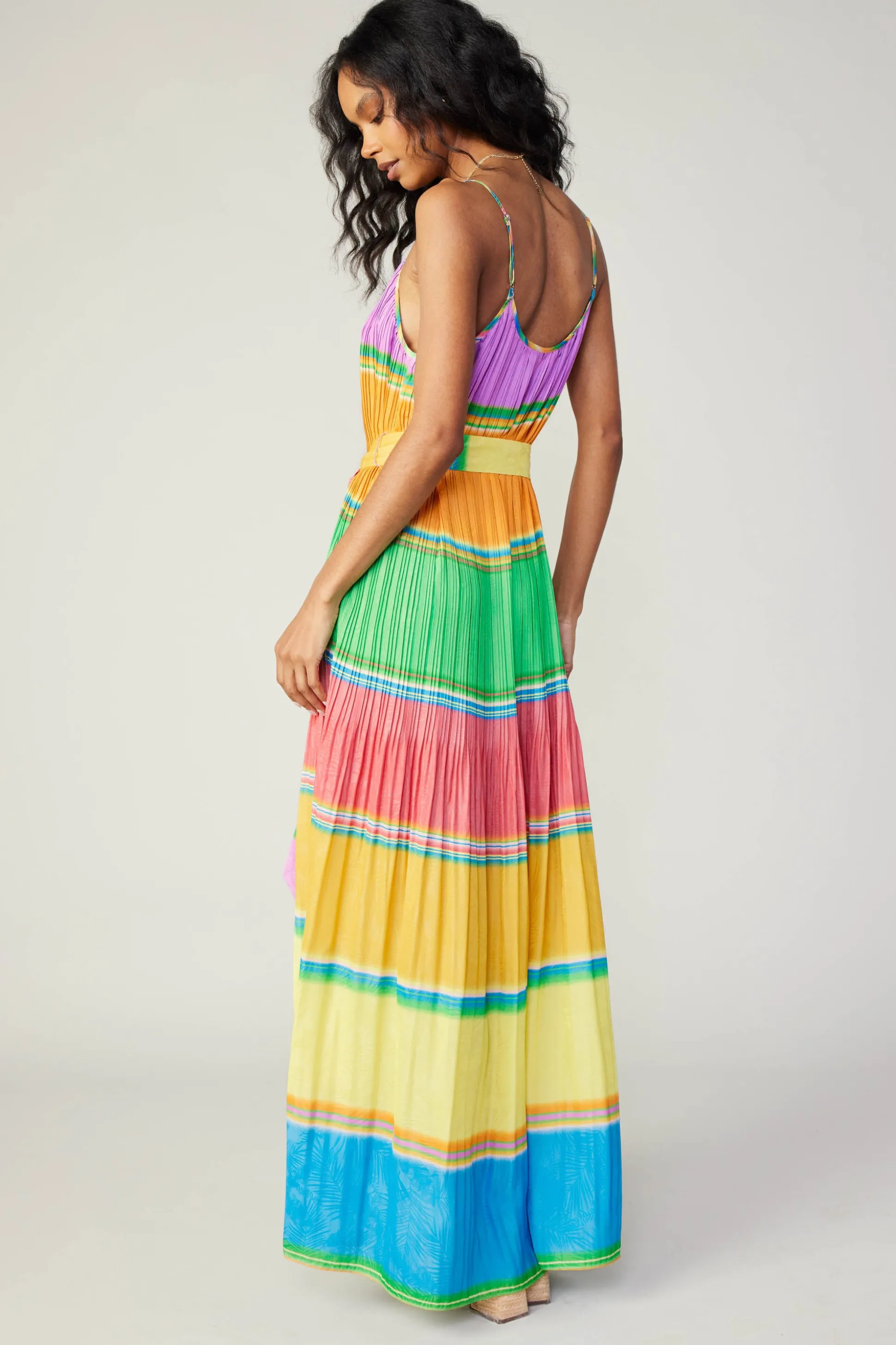 Multicolored Pleated Cami Dress<Current Air Online