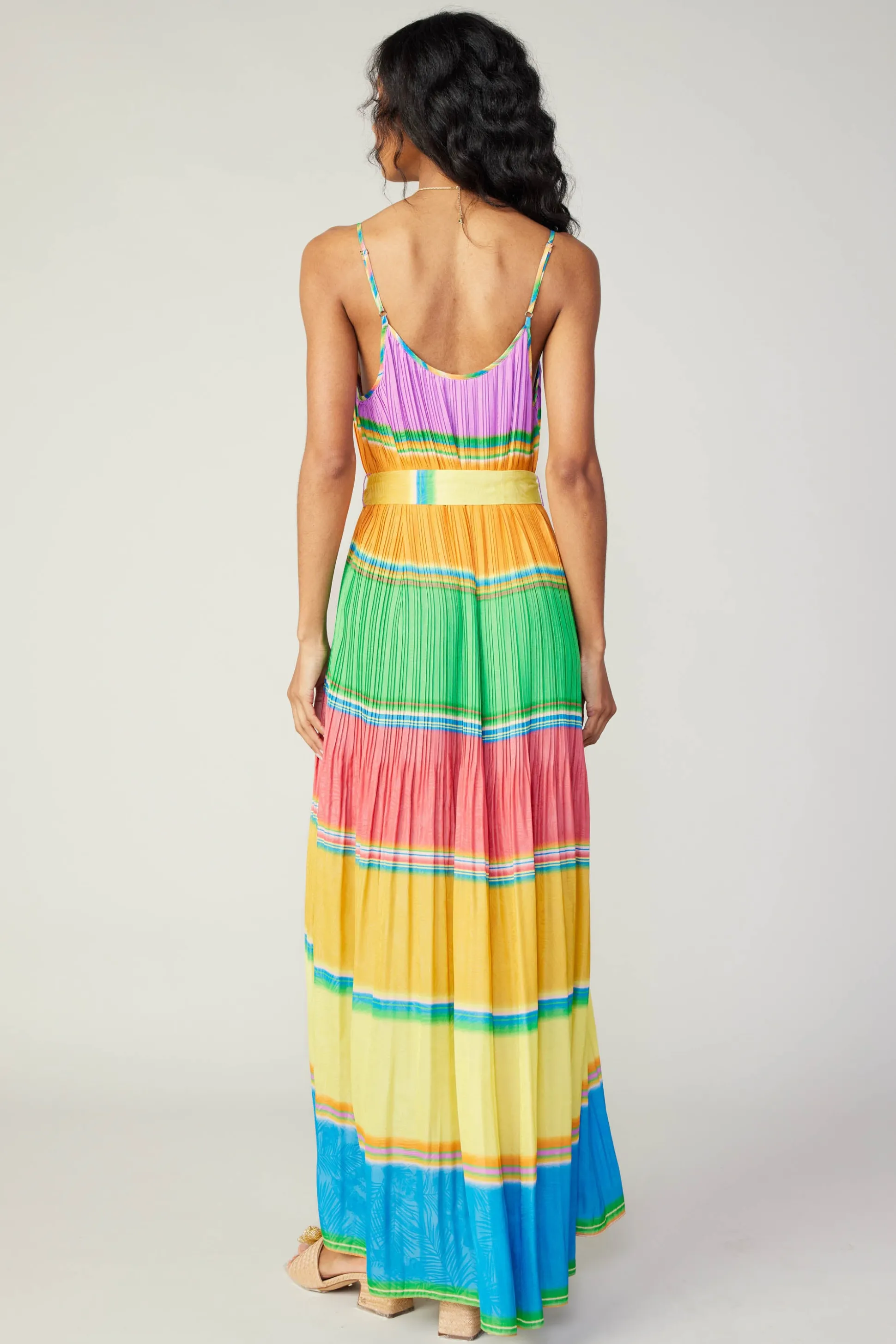 Multicolored Pleated Cami Dress<Current Air Online