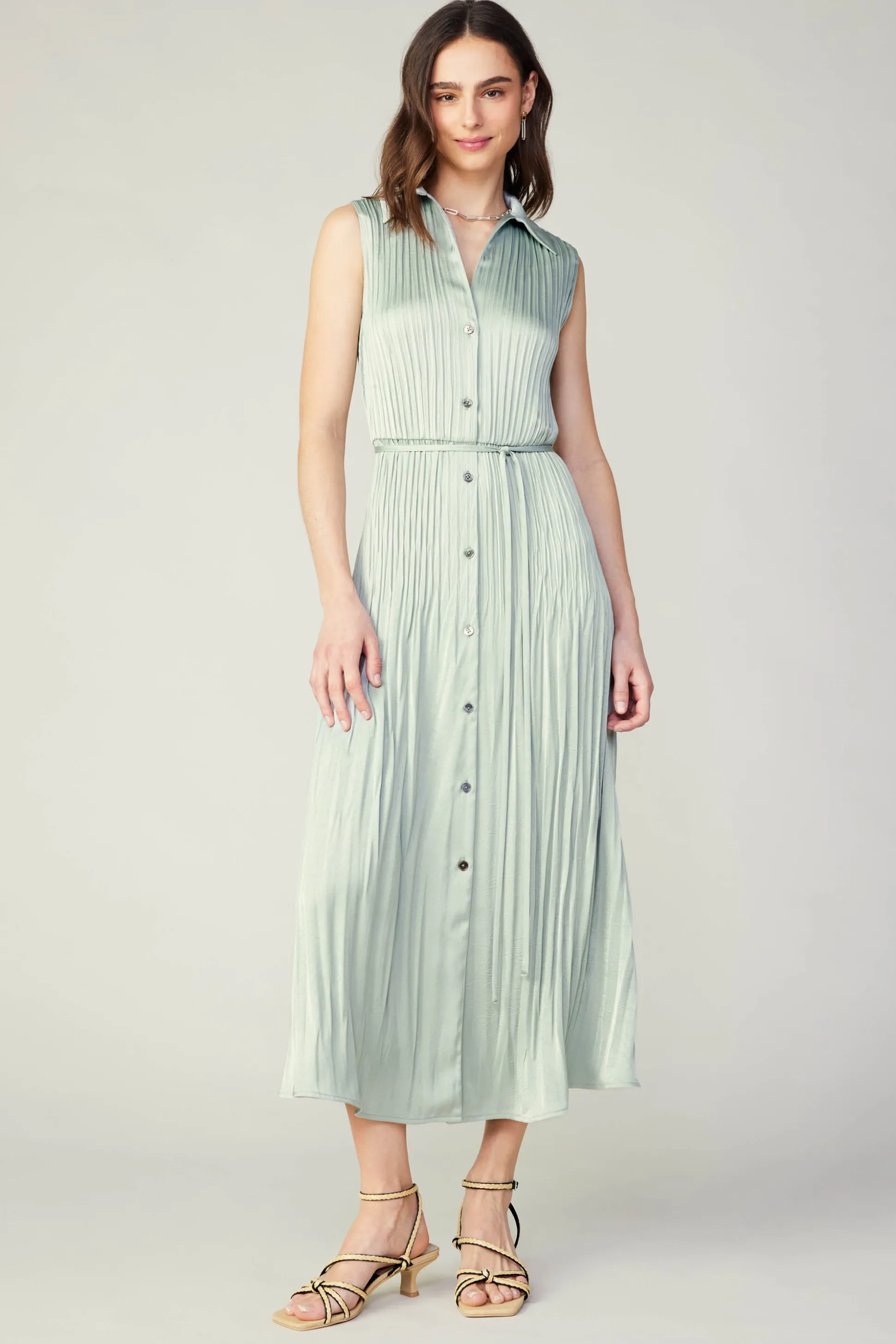 Plisse Buttondown Dress<Current Air Online