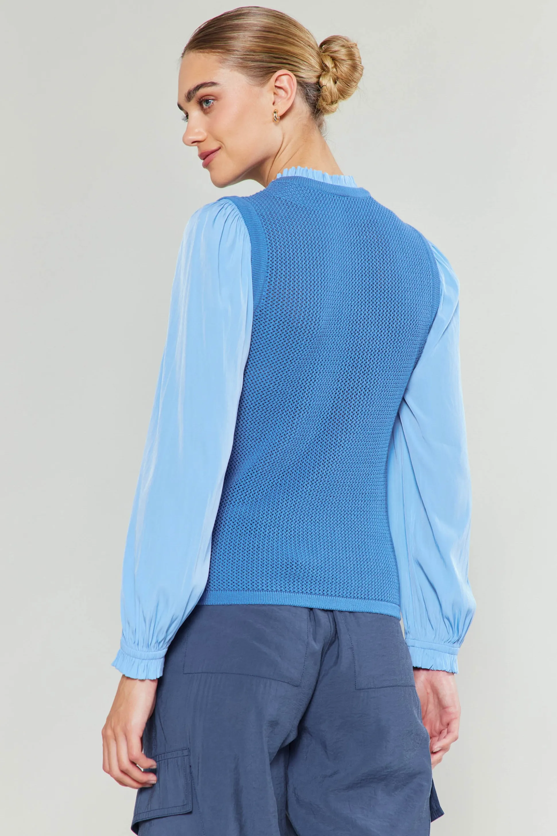 Contrast Sleeve Sweater Top<Current Air Outlet