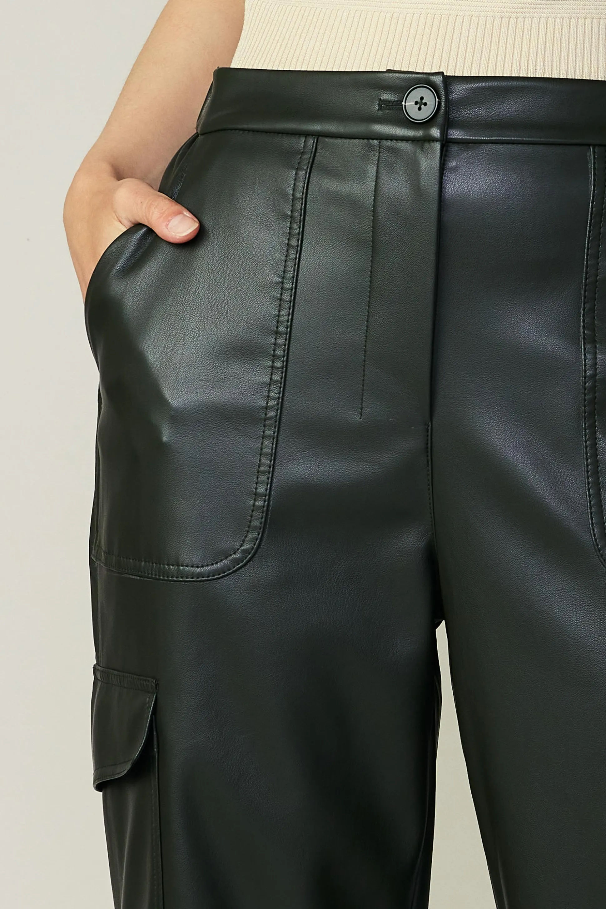 High Rise Leather Trousers<Current Air Online