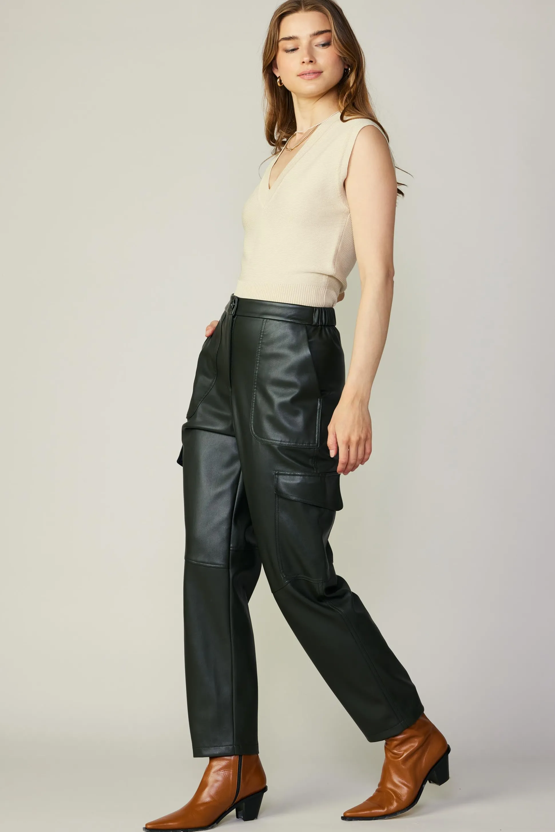 High Rise Leather Trousers<Current Air Online