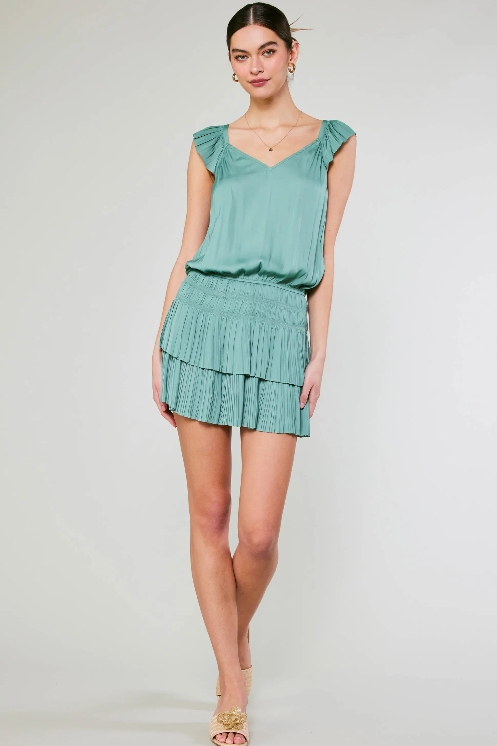 Sweetheart Smocked Mini Dress<Current Air Sale