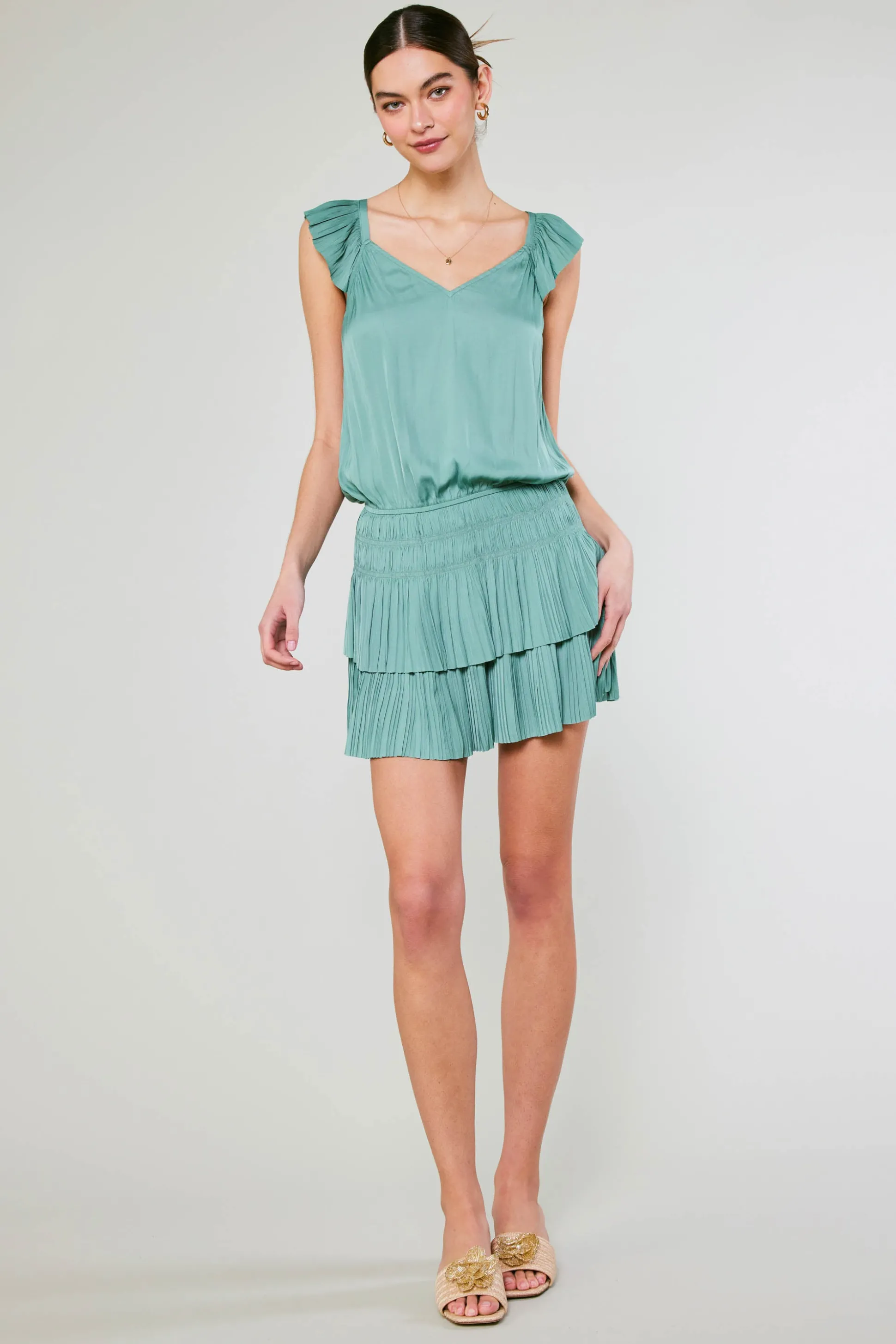Sweetheart Smocked Mini Dress<Current Air Sale