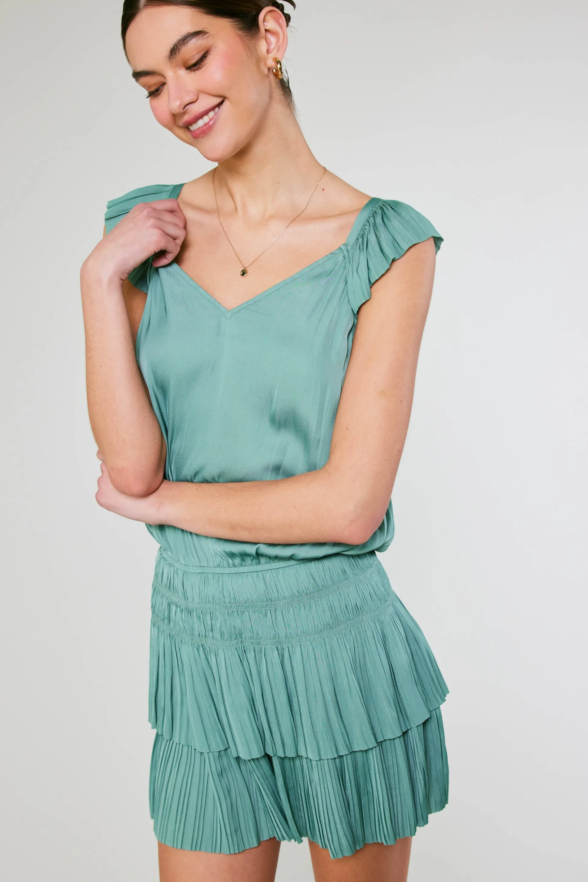 Sweetheart Smocked Mini Dress<Current Air Sale