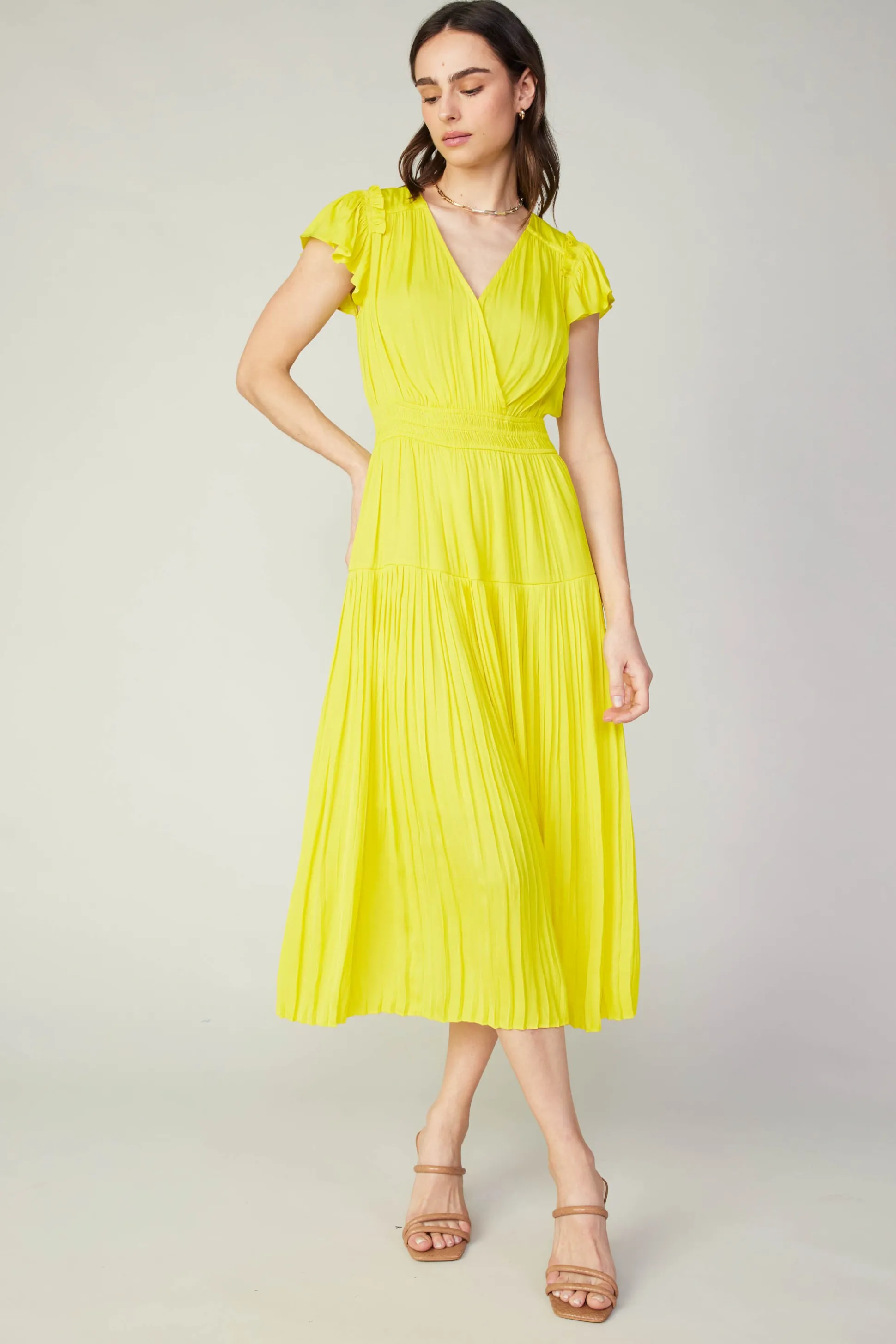Sophia Flutter Sleeve Midi Dress<Current Air Best