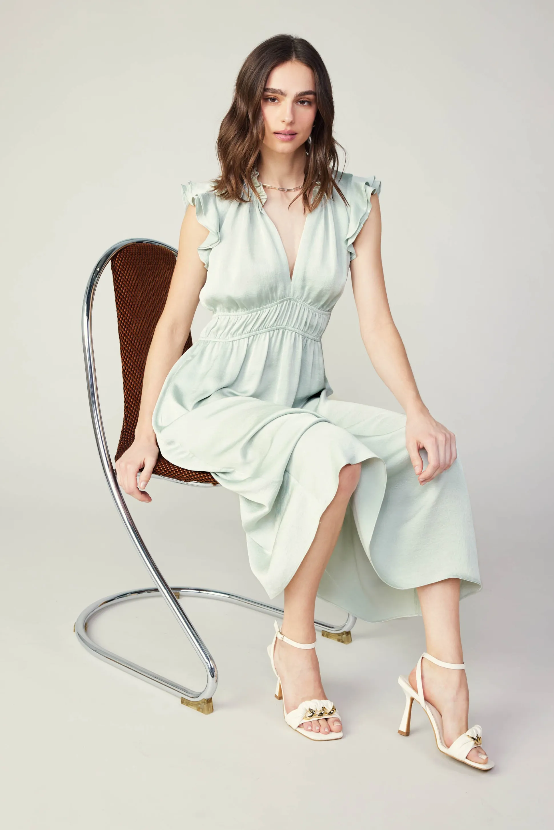 Florence Ruffled Midi Dress<Current Air New