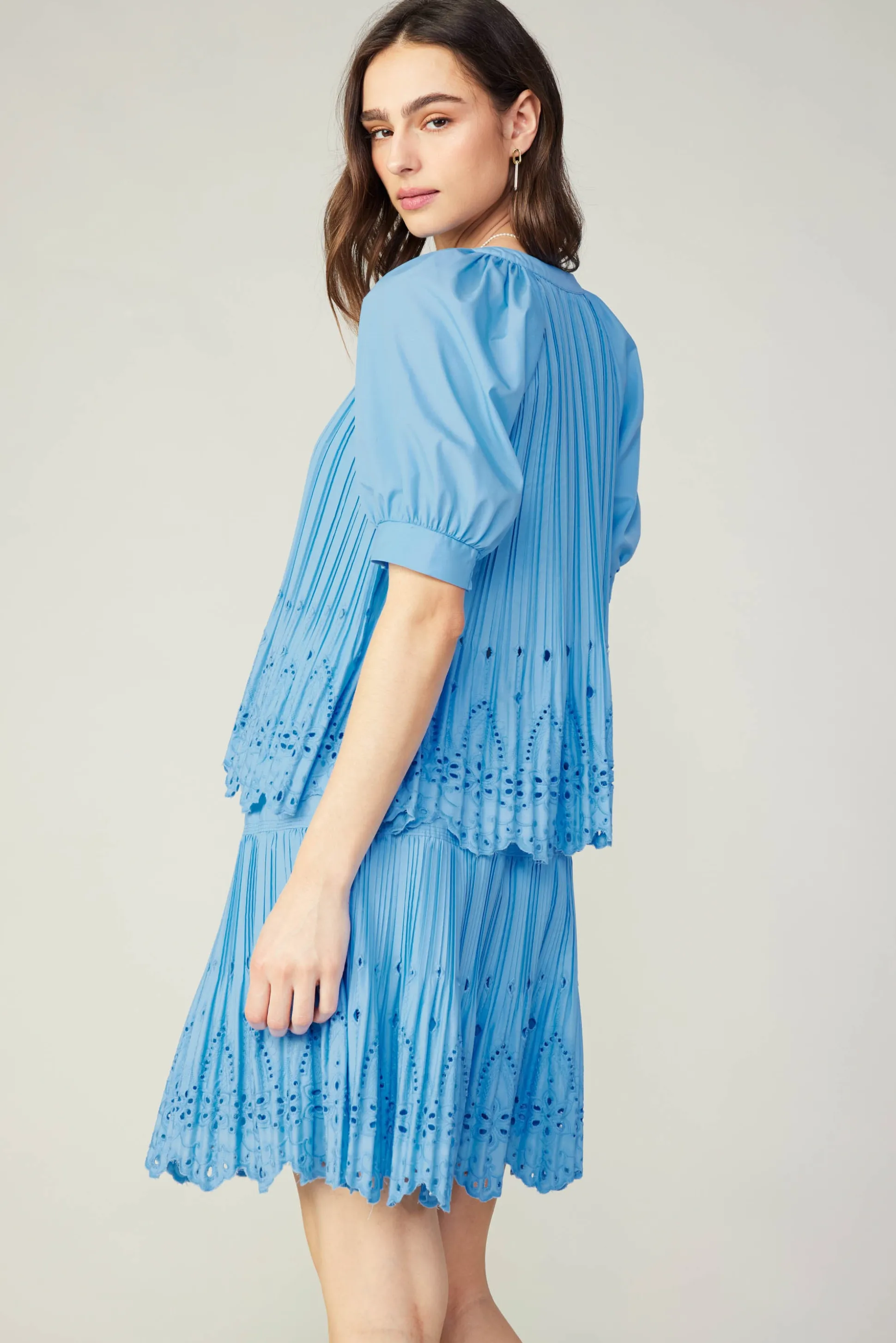 Pleated Eyelet Blouse<Current Air Hot