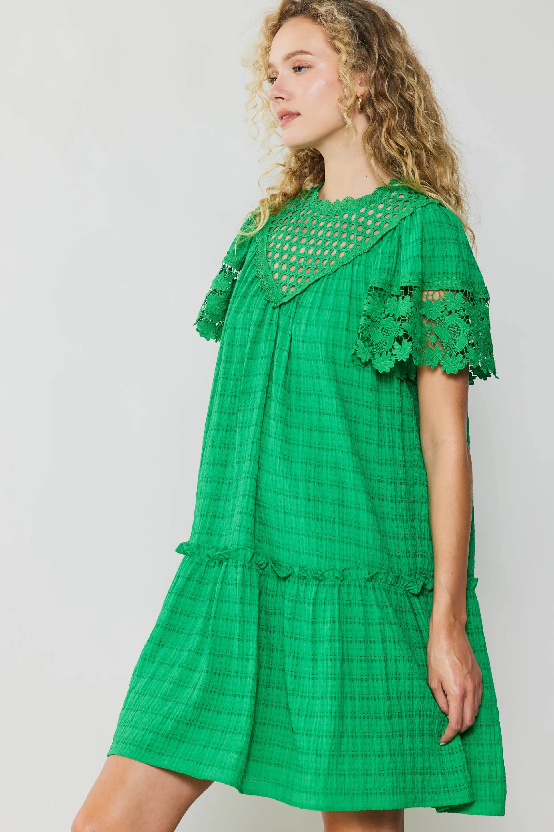 Lace Sleeve Mini Dress<Current Air Best