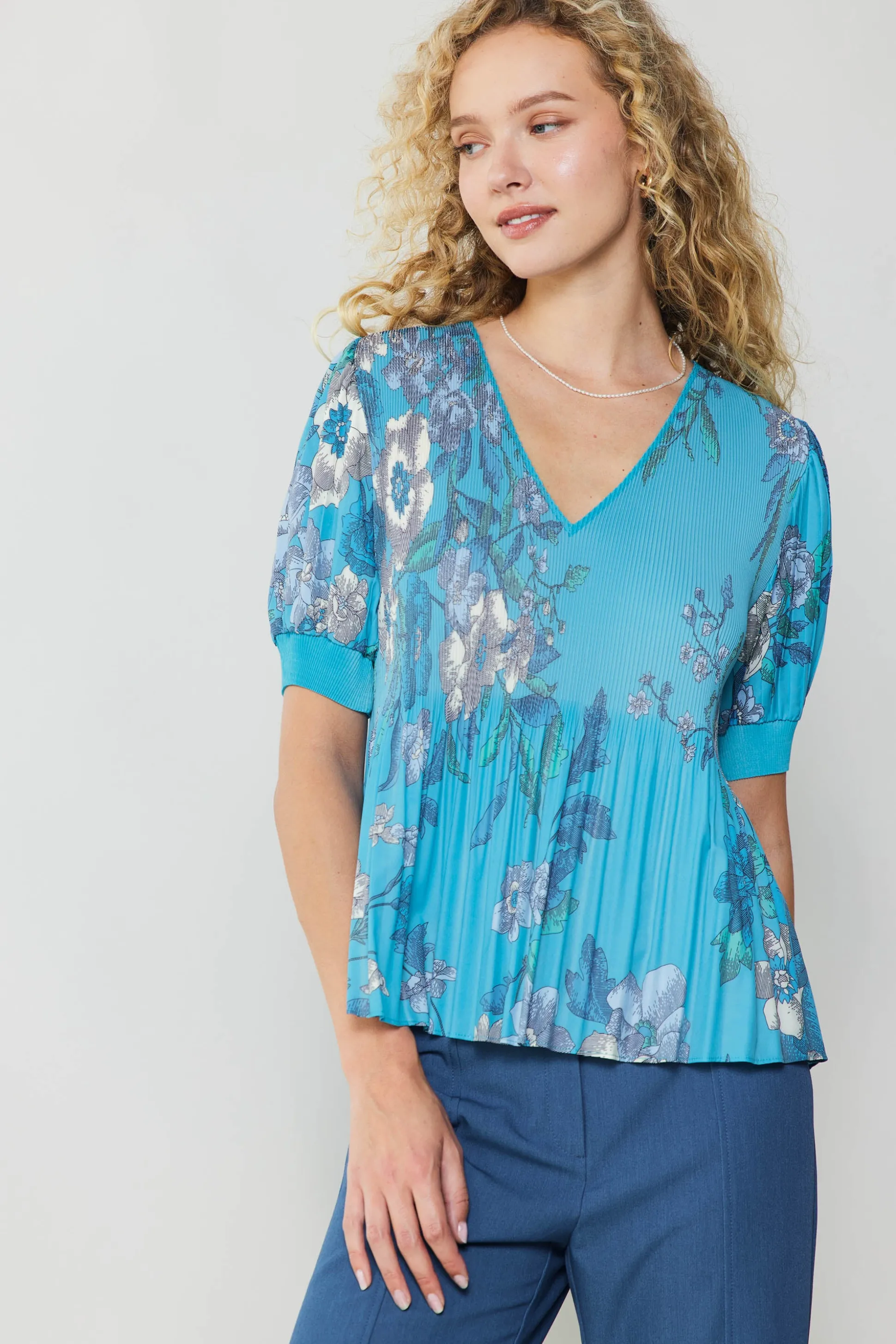 Pleated Botanical Top<Current Air Discount