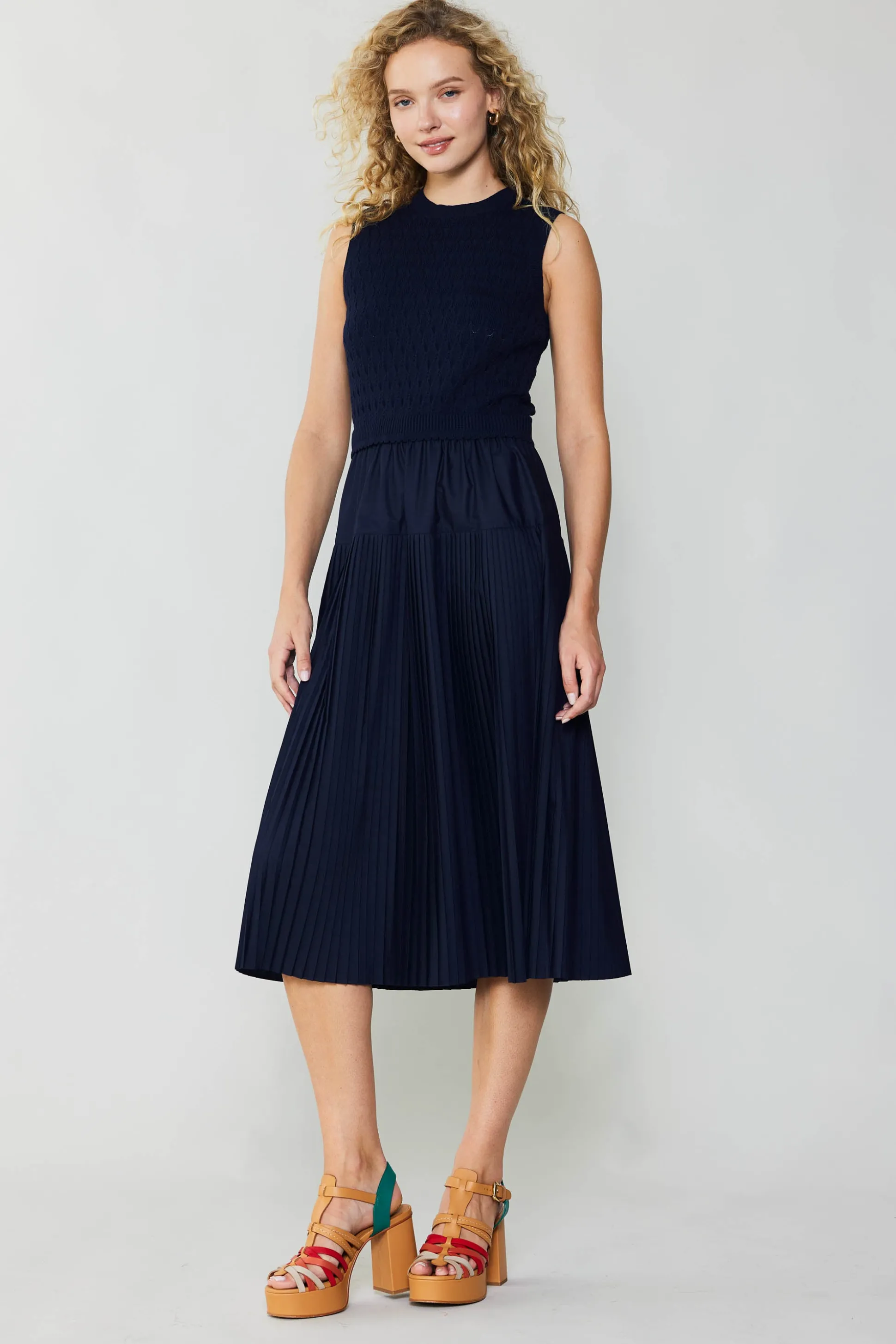 Pleated Skirt Sweater Dress<Current Air Online