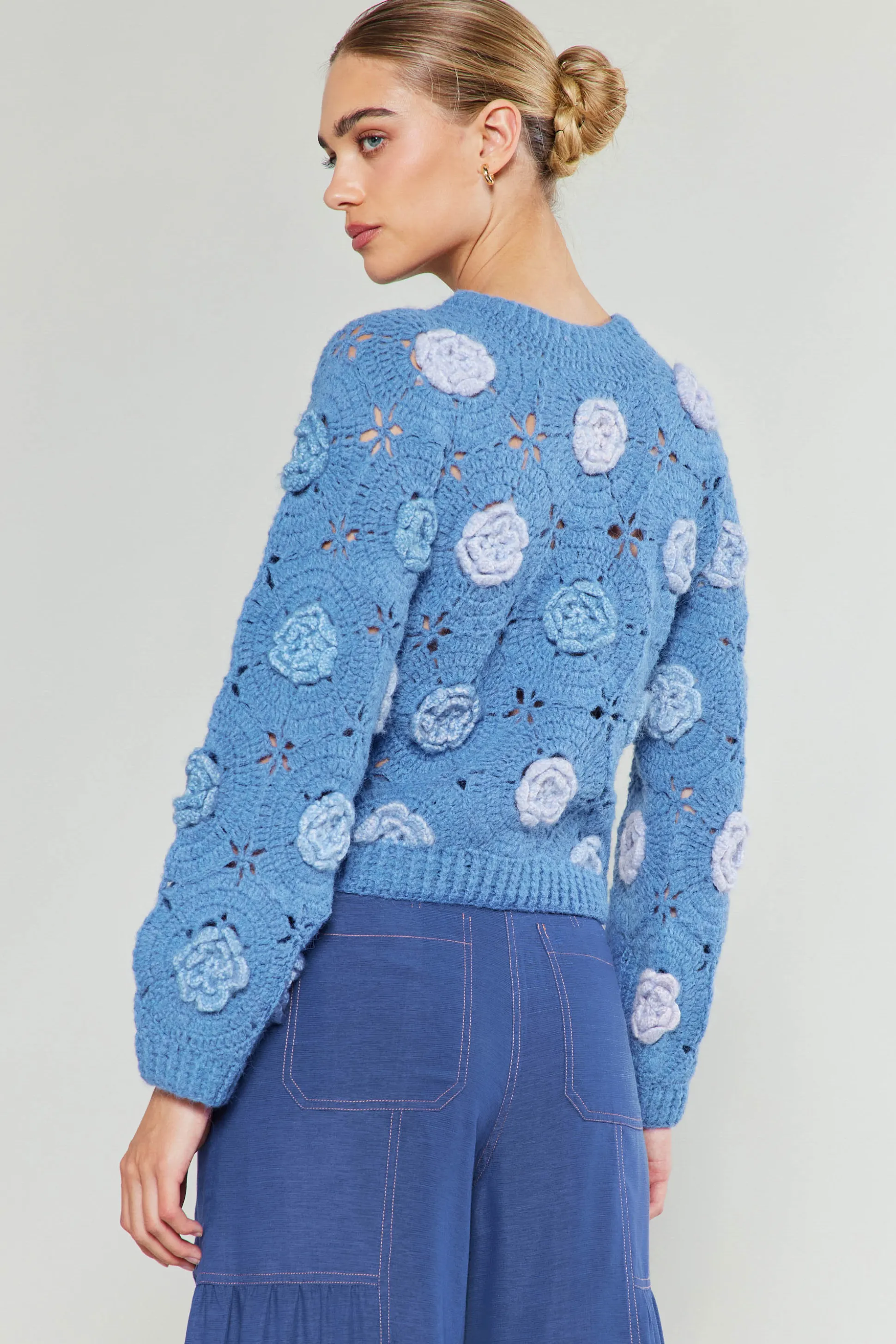 3D Floral Crochet Sweater<Current Air Discount