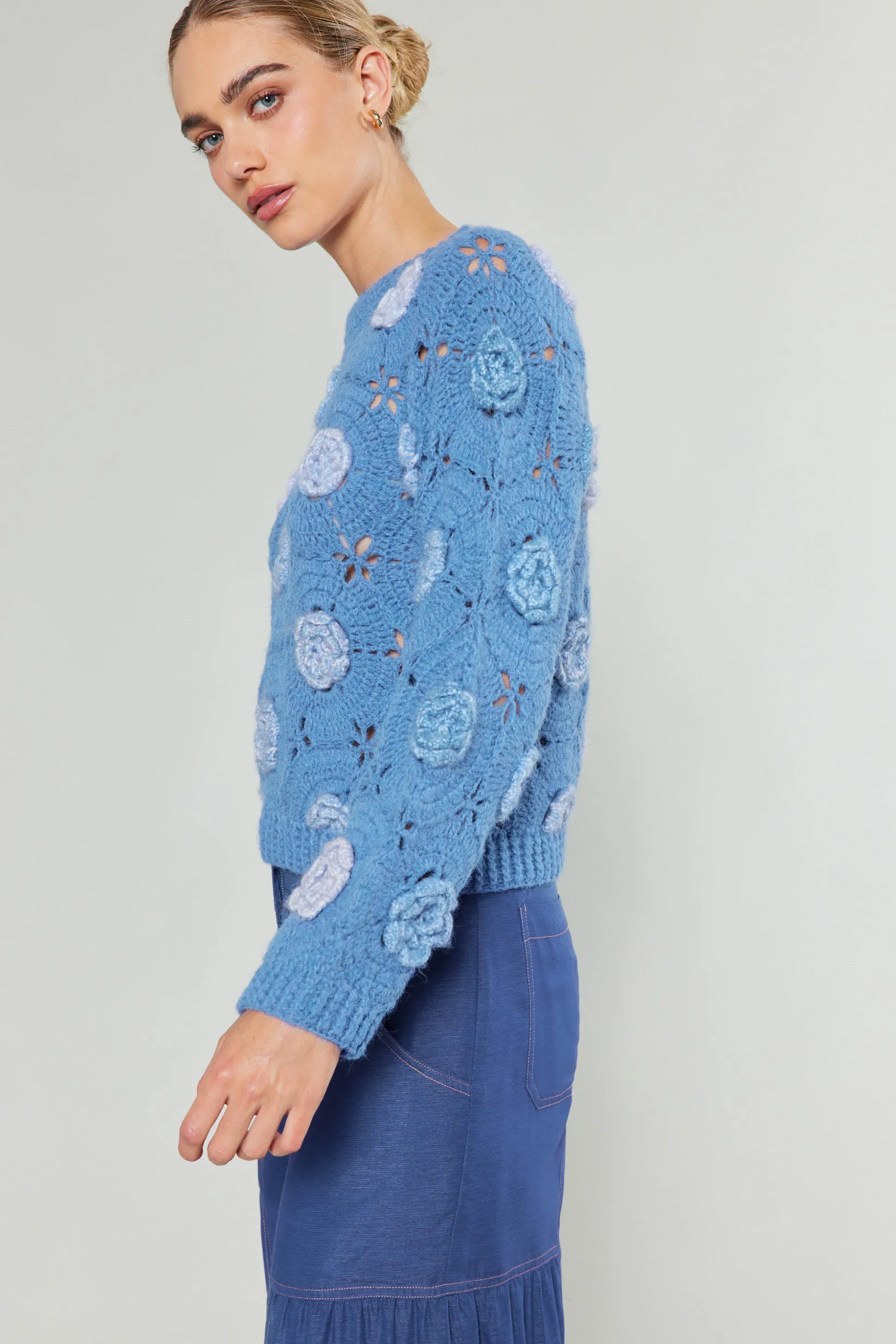 3D Floral Crochet Sweater<Current Air Discount