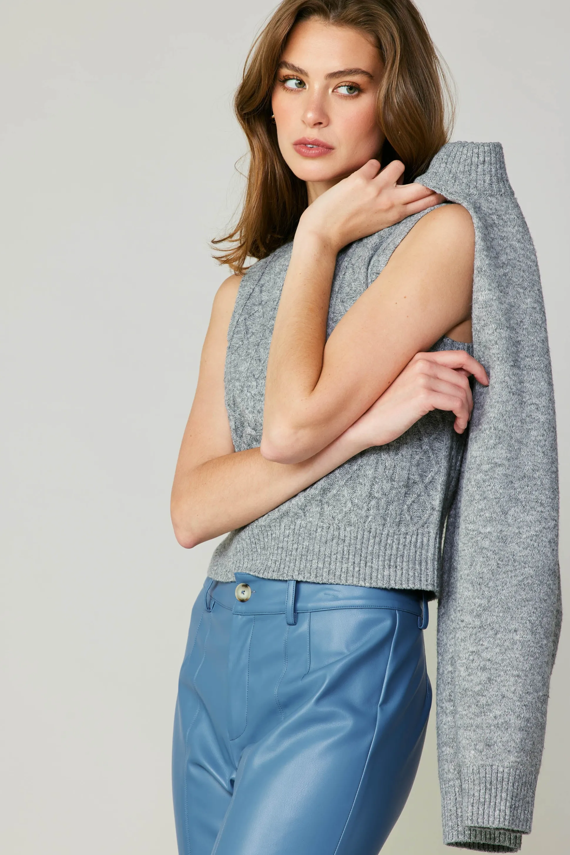Two Piece Cable Knit Sweater<Current Air Hot