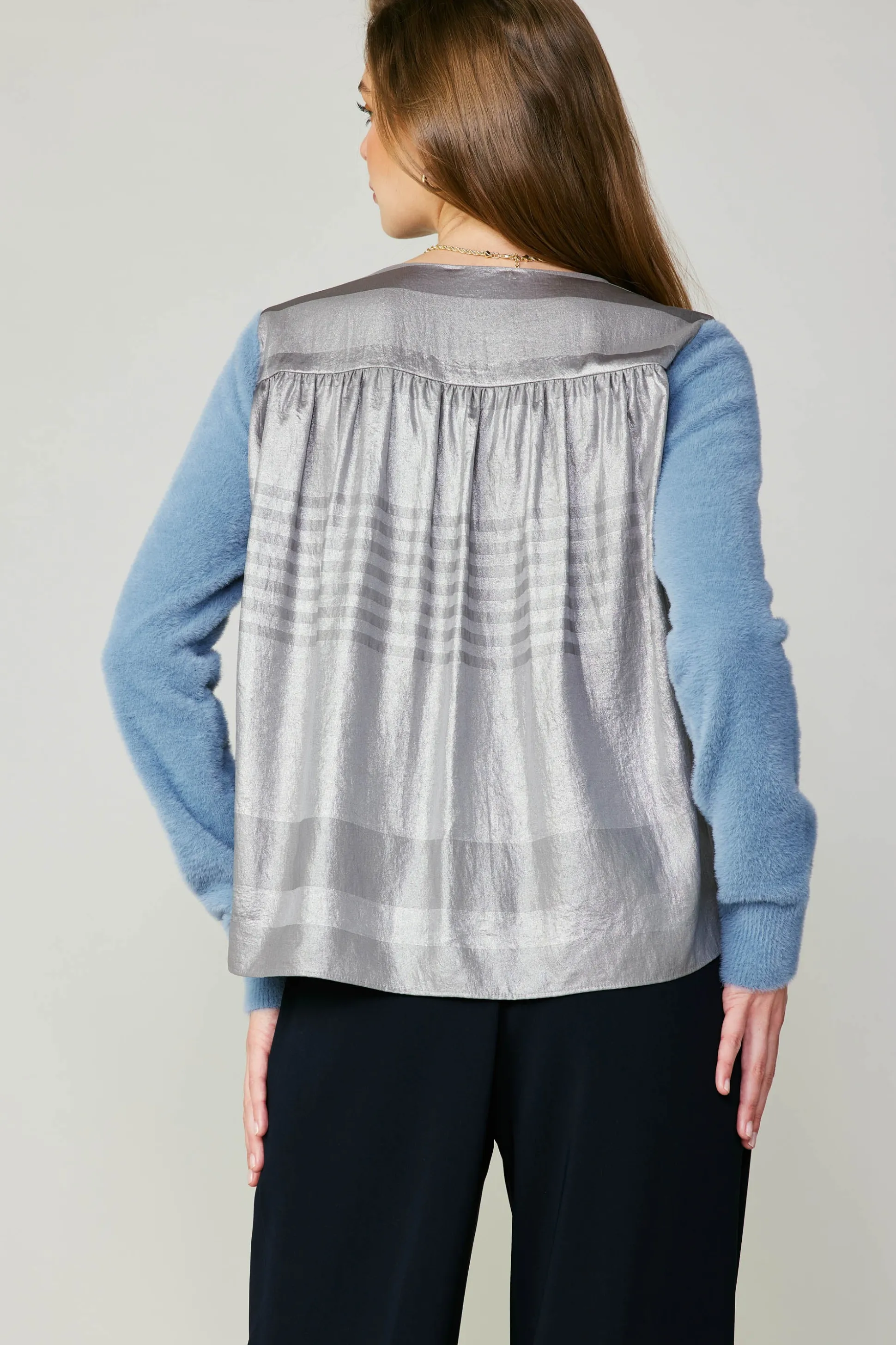 Metallic Contrast Cardigan<Current Air Hot