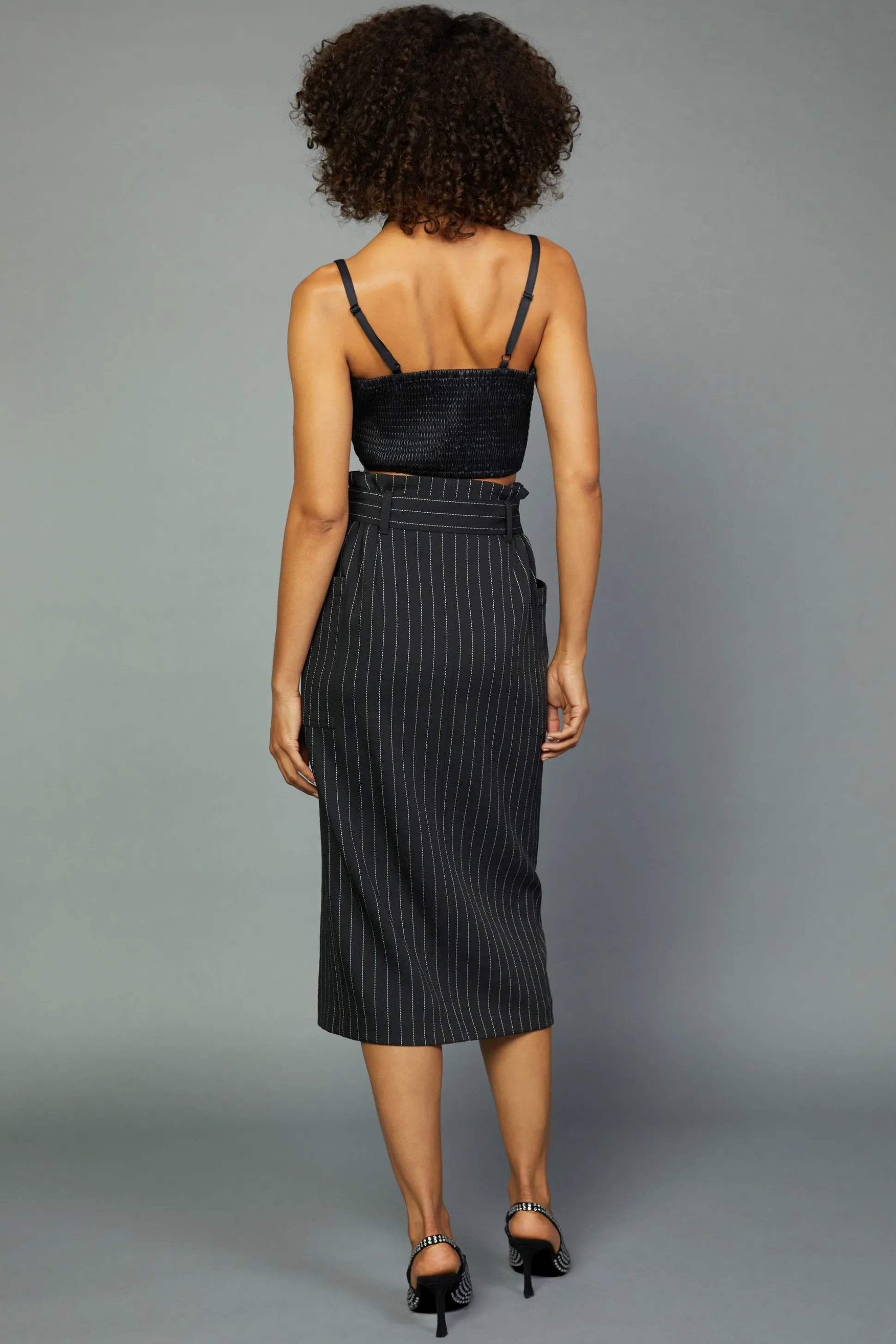 Pinstriped Midi Skirt<Current Air New