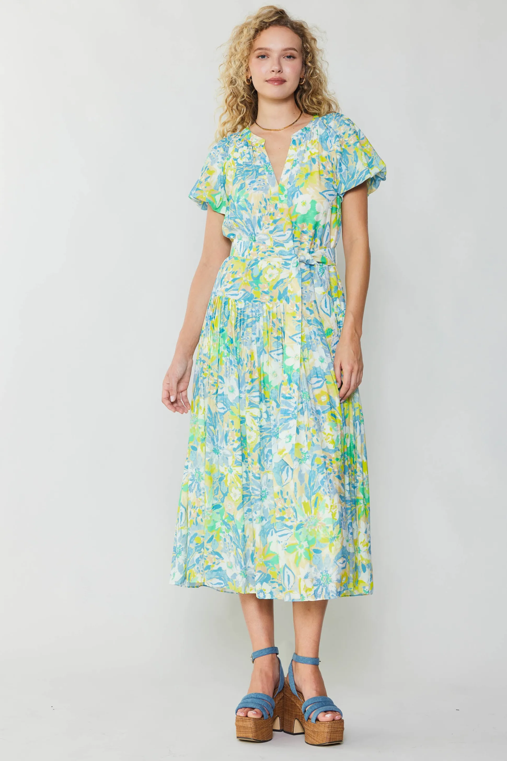 Abstract Floral Printed Midi Dress<Current Air Best