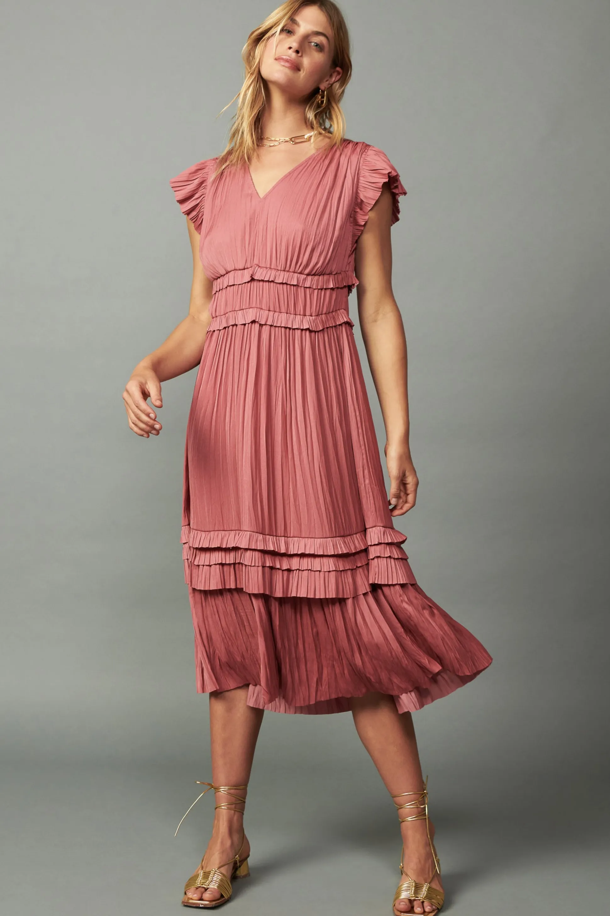 Sereia Pleated Midi Dress<Current Air Best