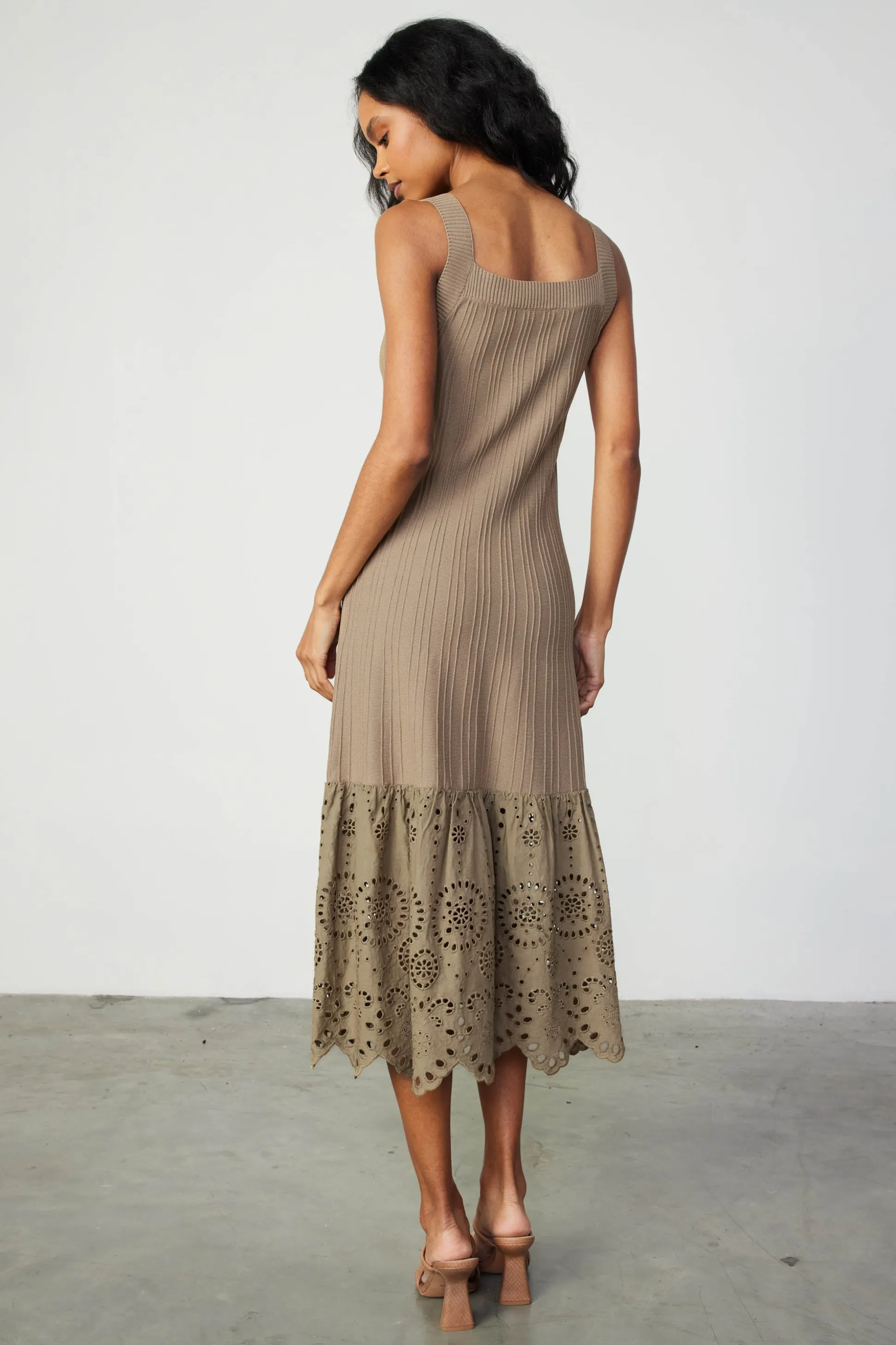 Contrast Lace Knit Dress<Current Air New