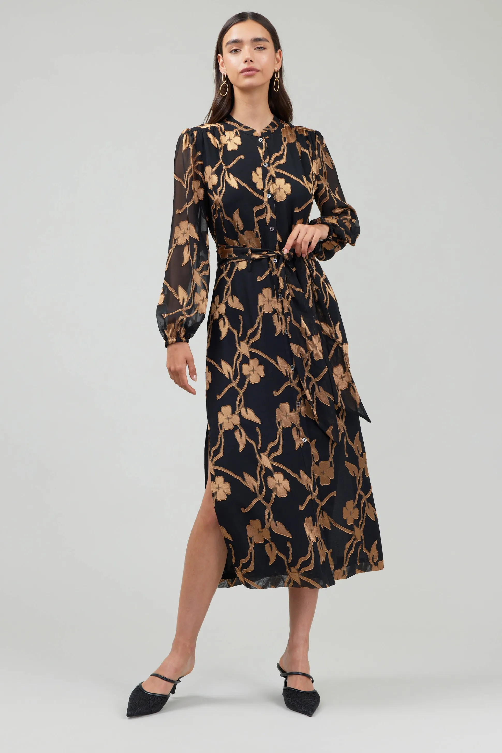 Textured Floral Midi Dress<Current Air Clearance
