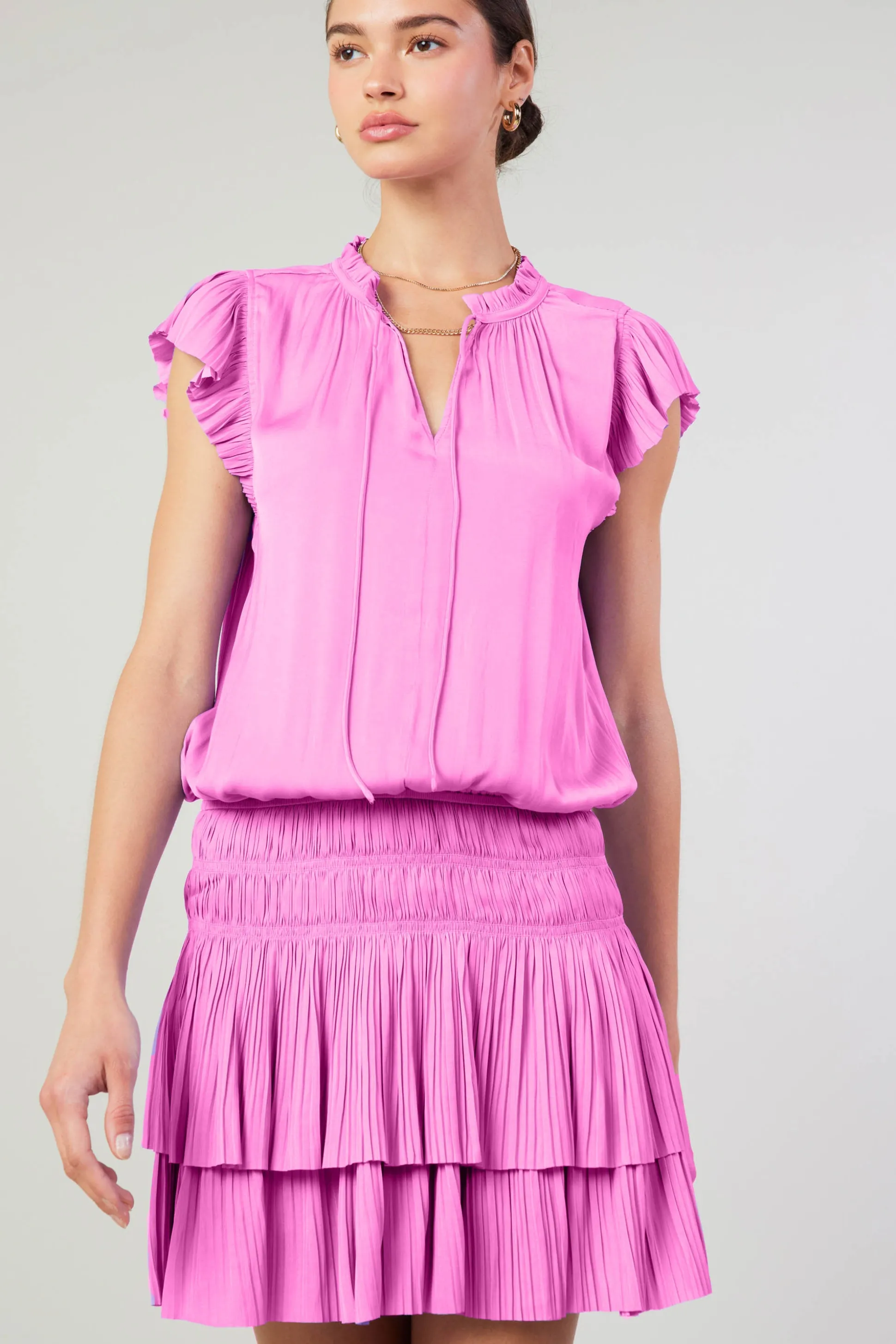 Zoey Pleated Mini Dress<Current Air Sale