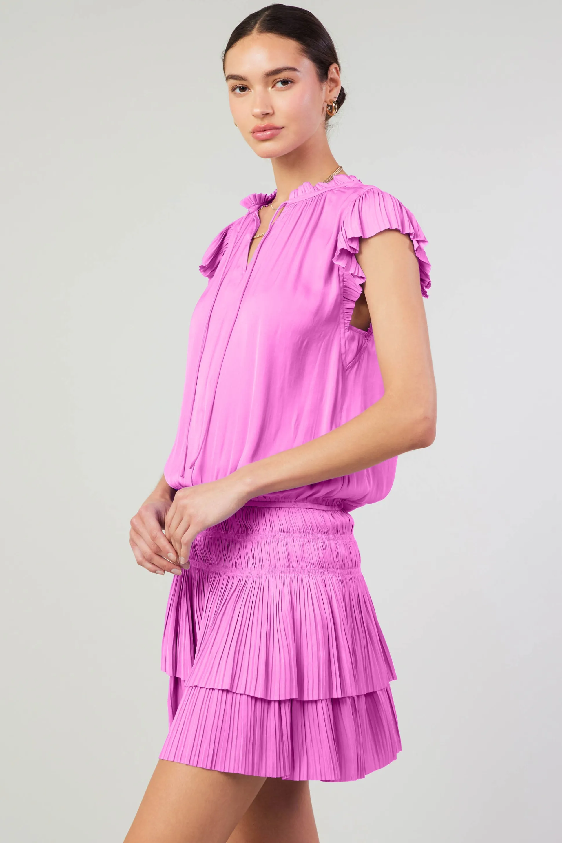 Zoey Pleated Mini Dress<Current Air Sale