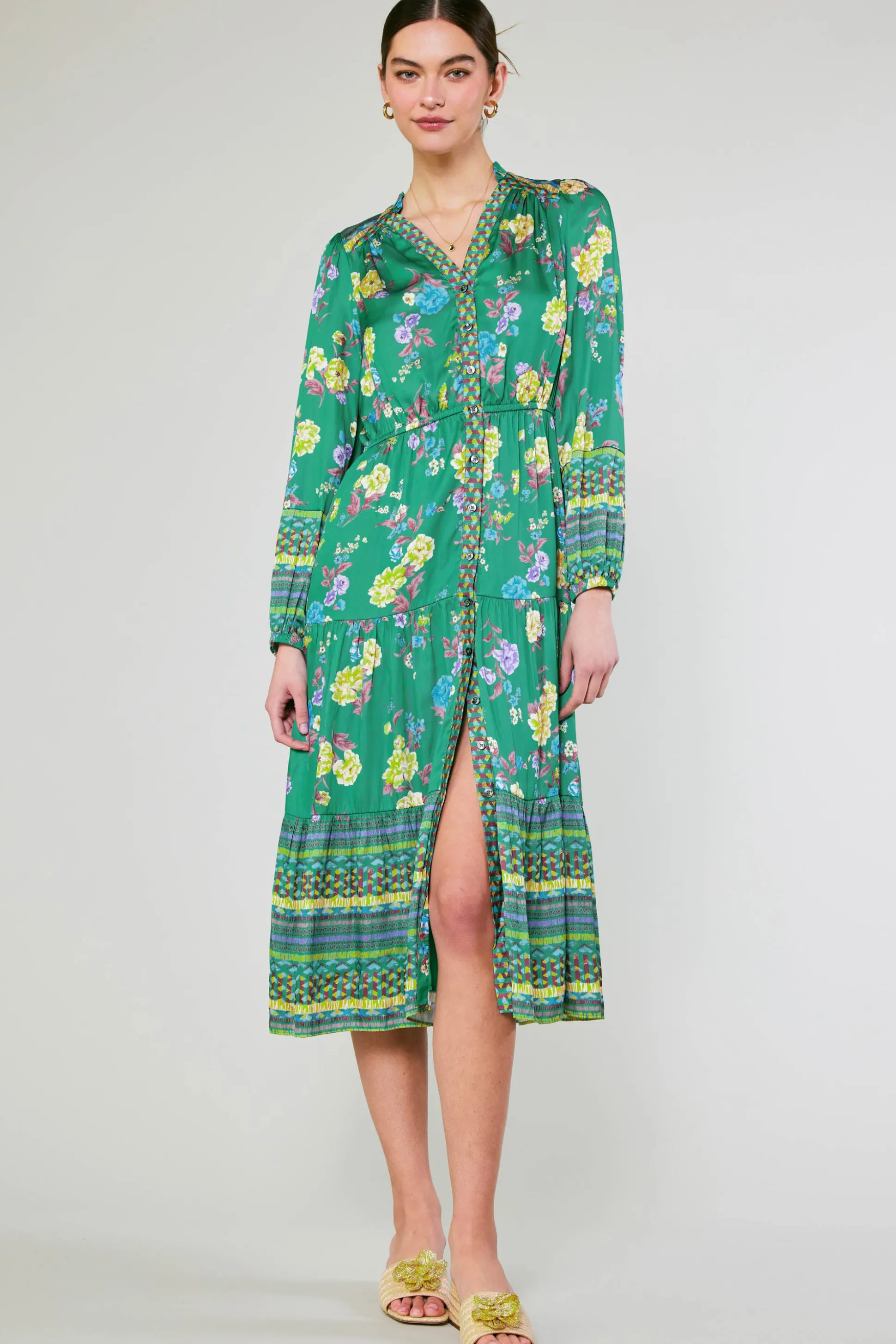 Floral Motif Buttondown Dress<Current Air Hot