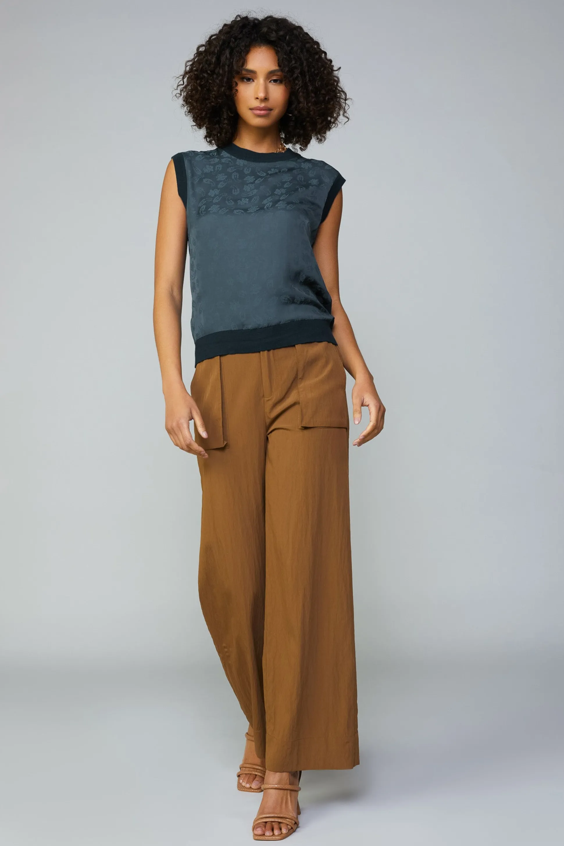 Contrast Crewneck Top<Current Air New