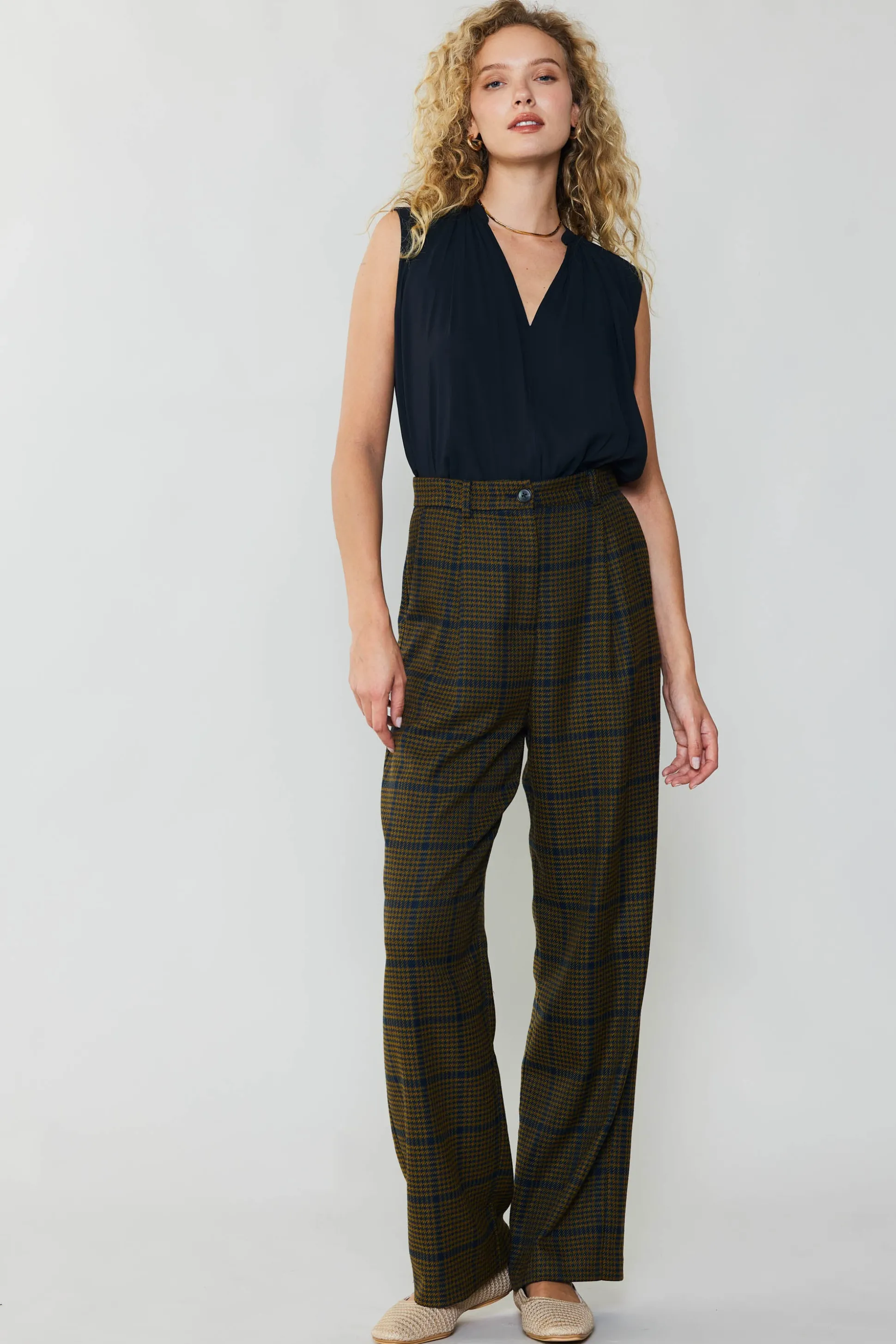 Checkered Wide Leg Pants<Current Air Sale