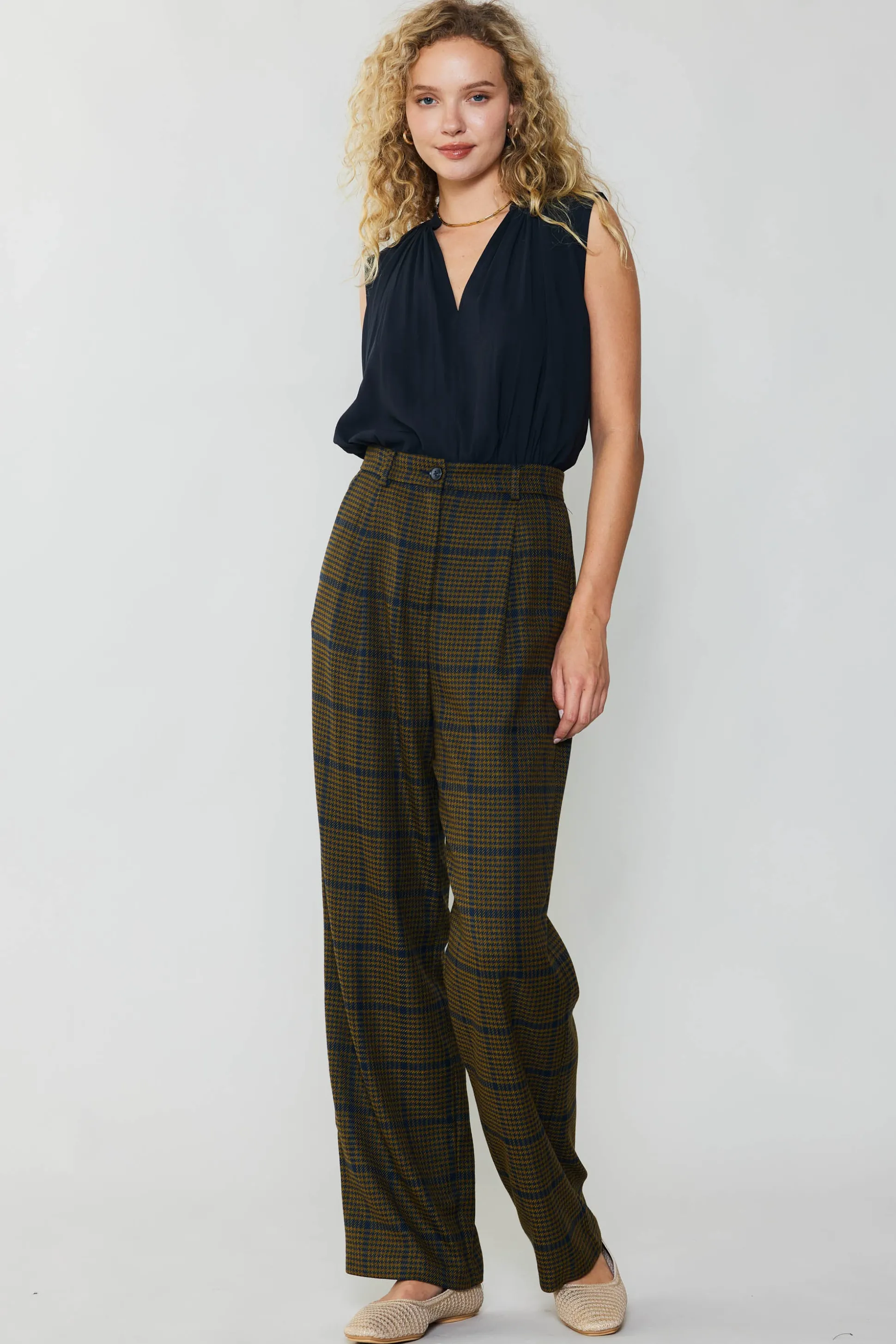 Checkered Wide Leg Pants<Current Air Sale
