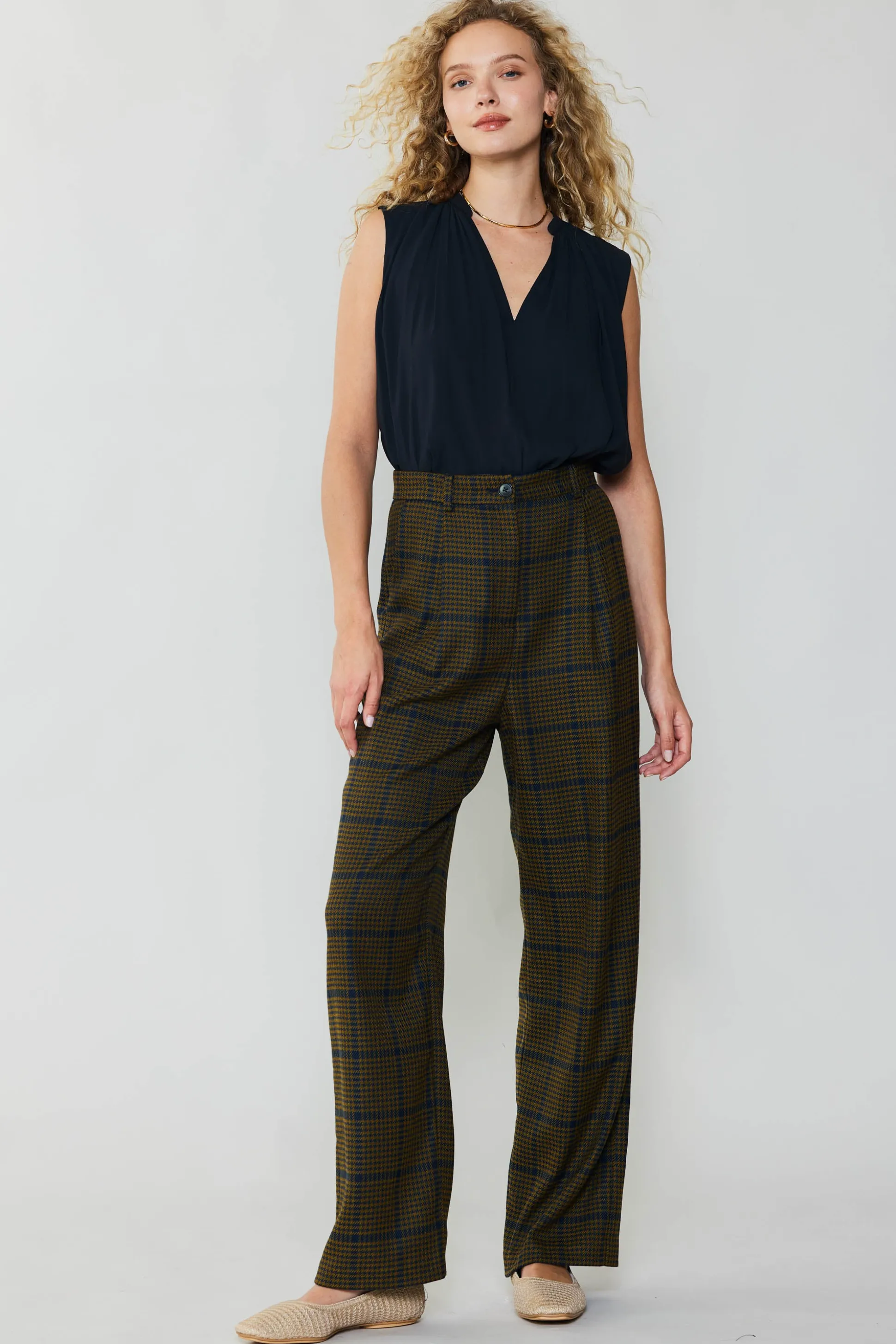 Checkered Wide Leg Pants<Current Air Sale