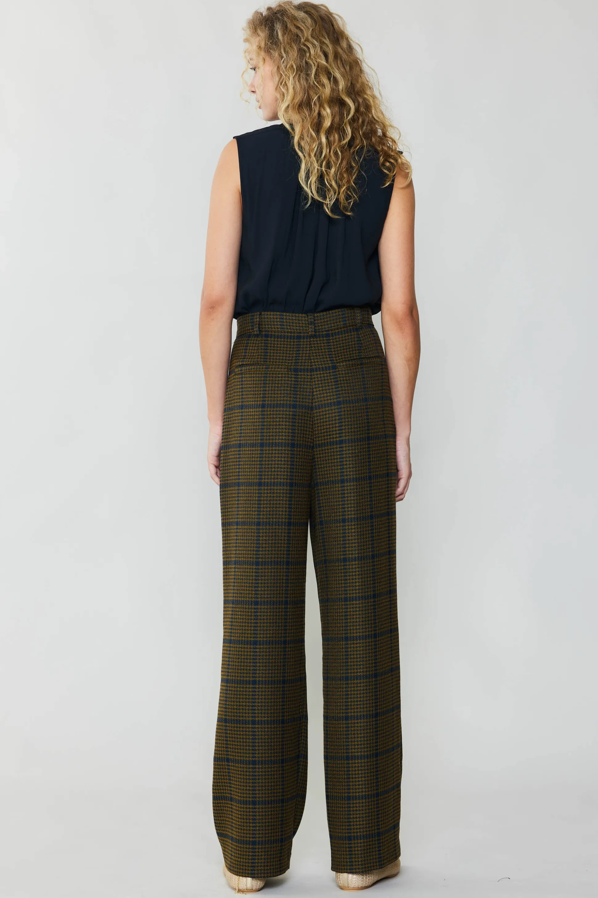 Checkered Wide Leg Pants<Current Air Sale