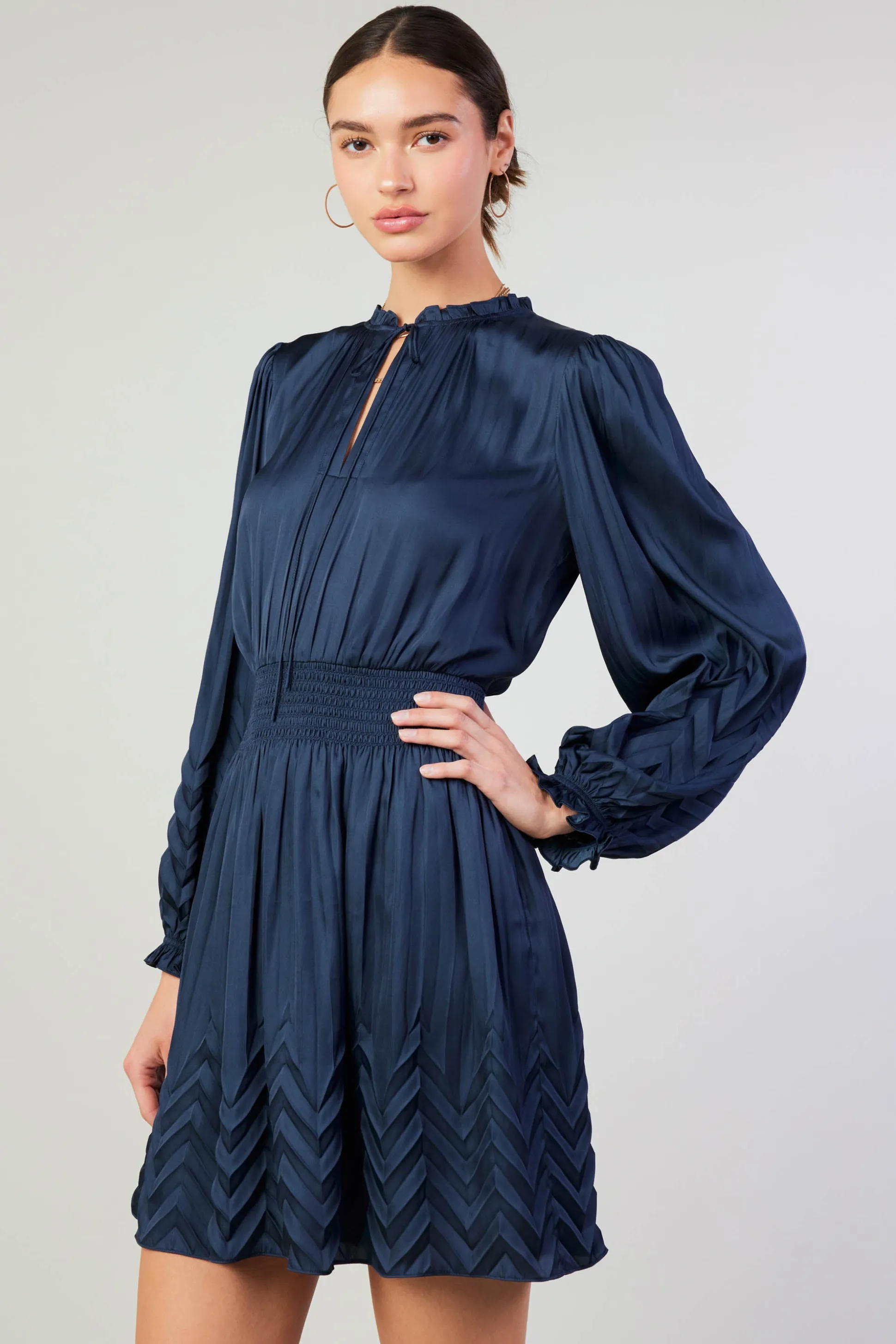 Chevron Pleat Mini Dress<Current Air Outlet