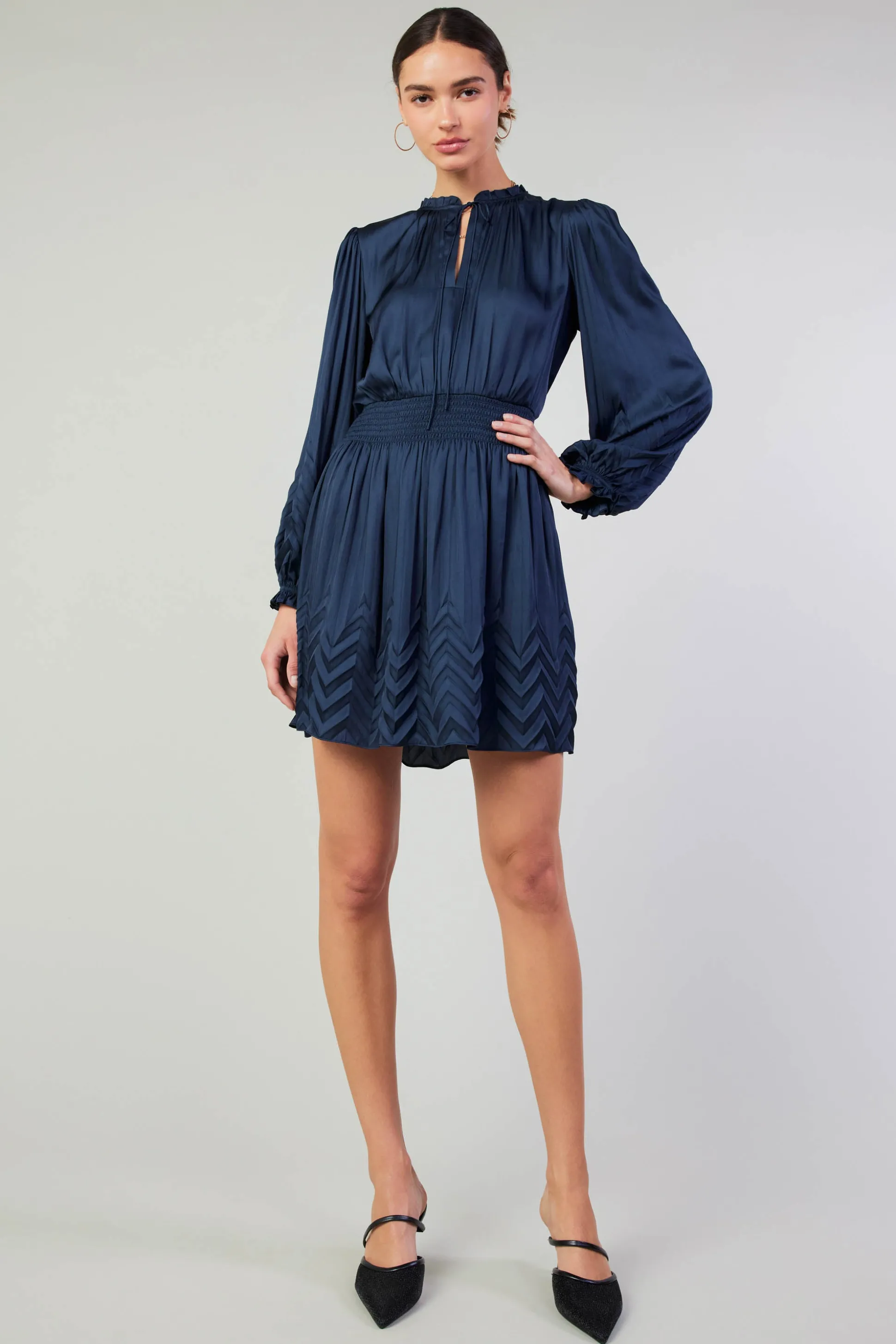 Chevron Pleat Mini Dress<Current Air Outlet
