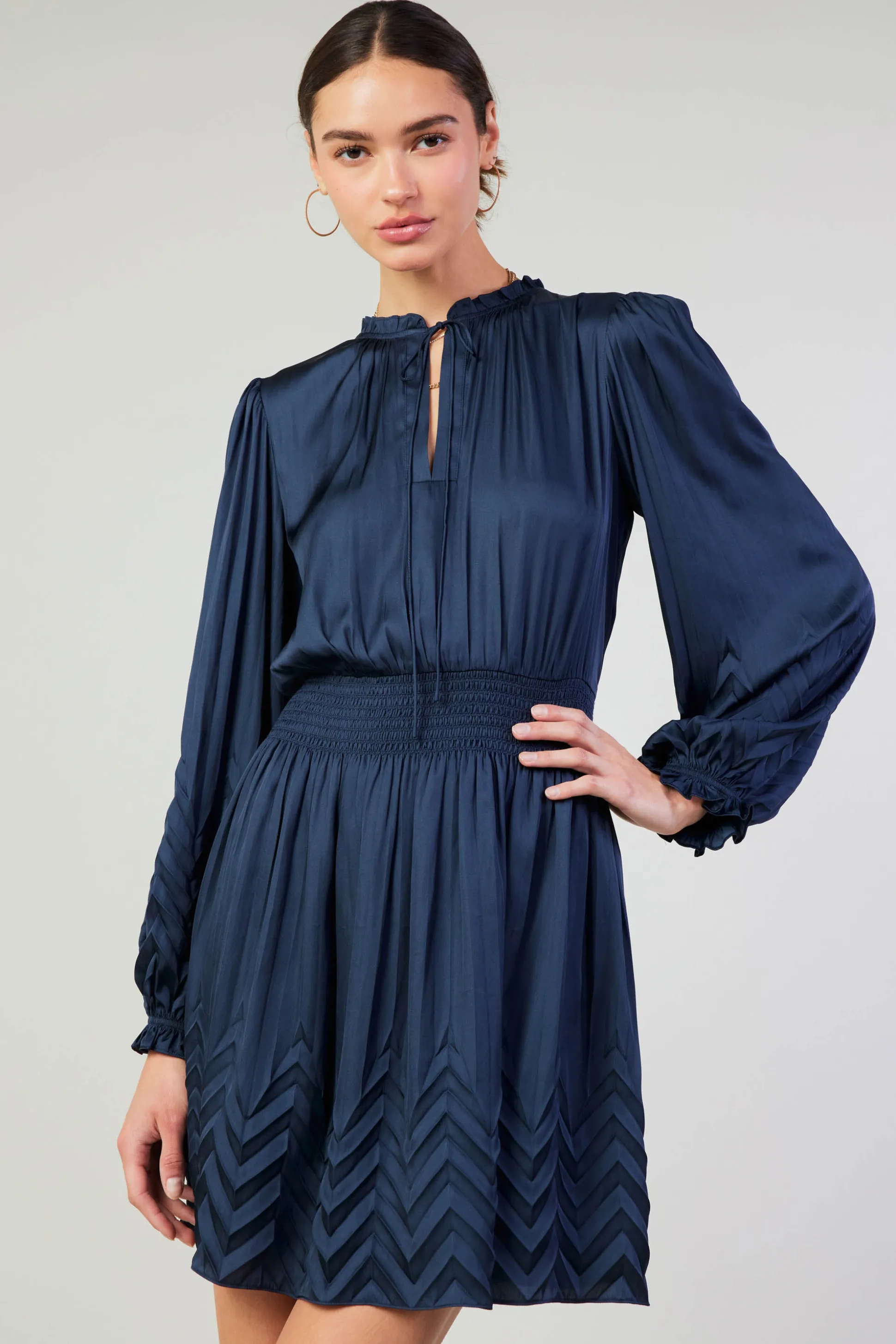 Chevron Pleat Mini Dress<Current Air Outlet