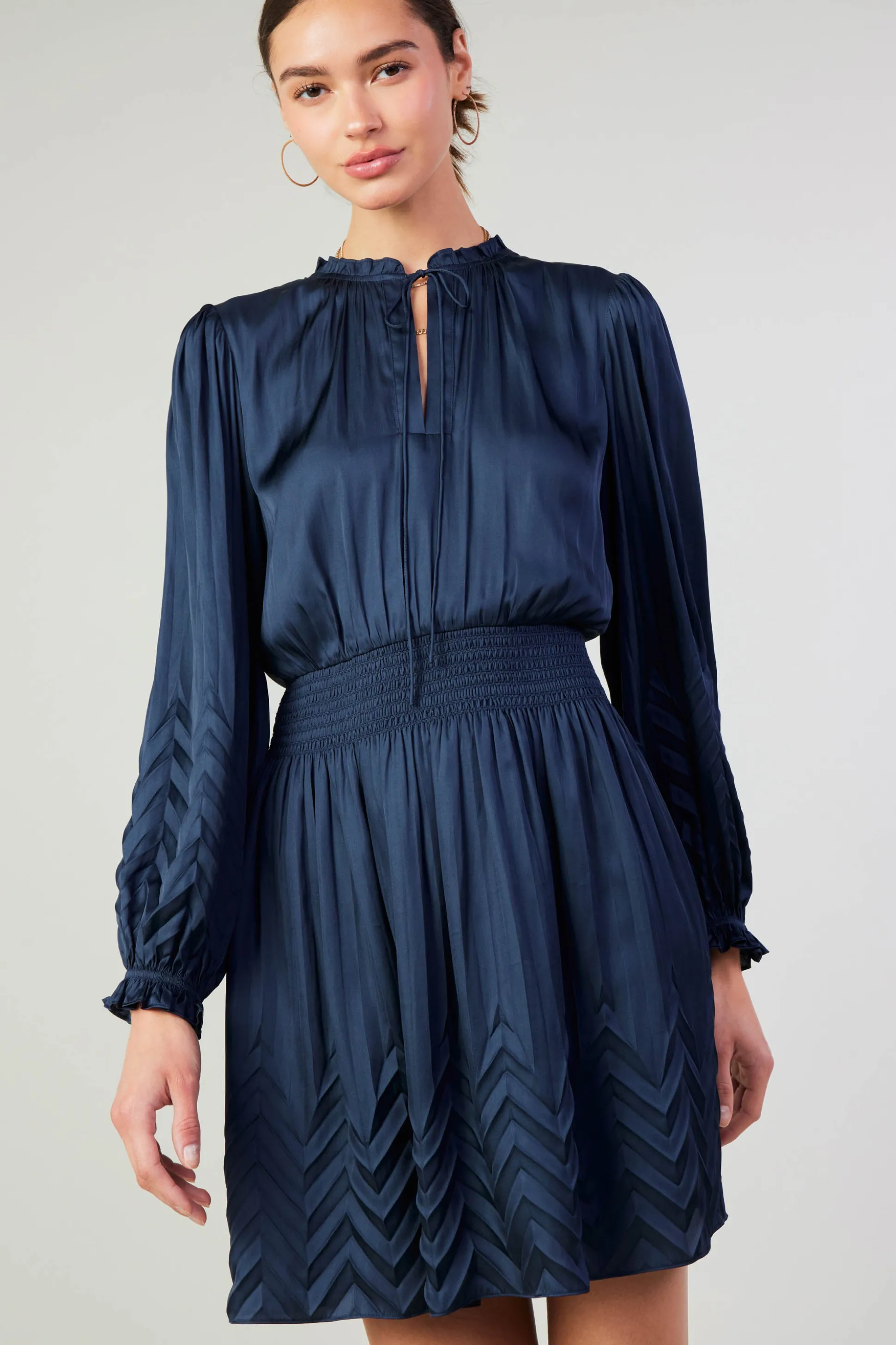 Chevron Pleat Mini Dress<Current Air Outlet