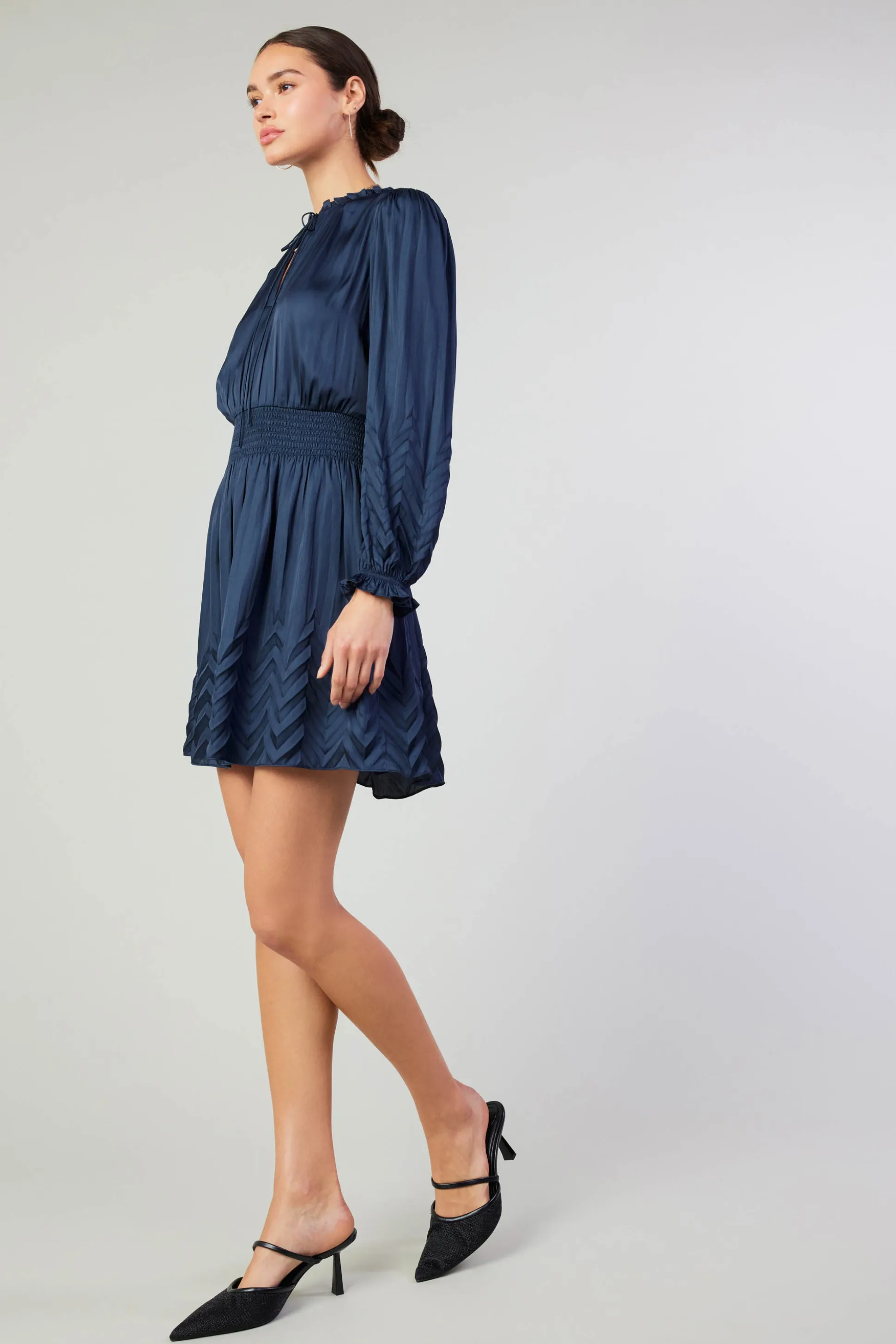 Chevron Pleat Mini Dress<Current Air Outlet