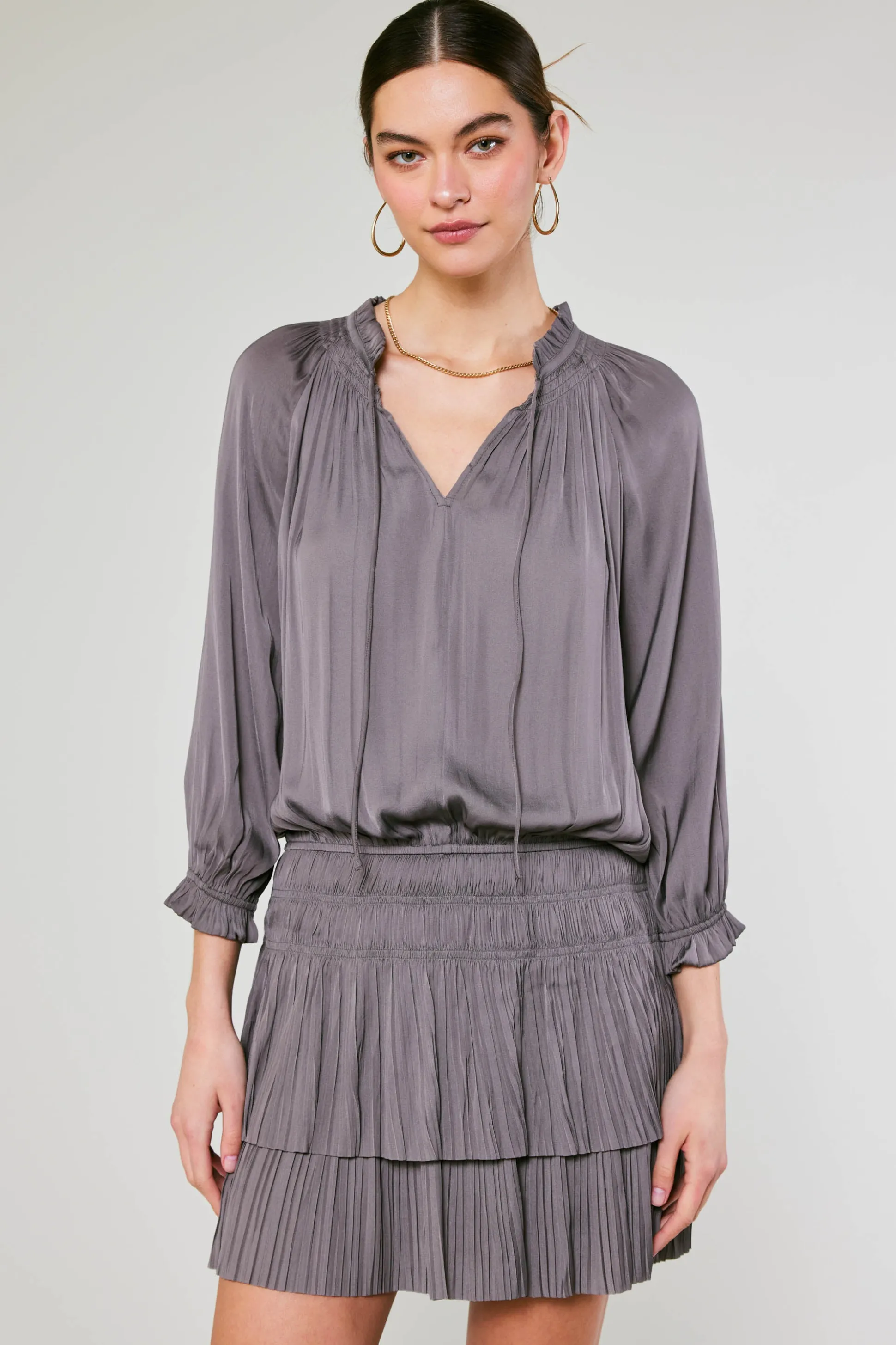 Aurelie Pleated Mini Dress<Current Air Fashion