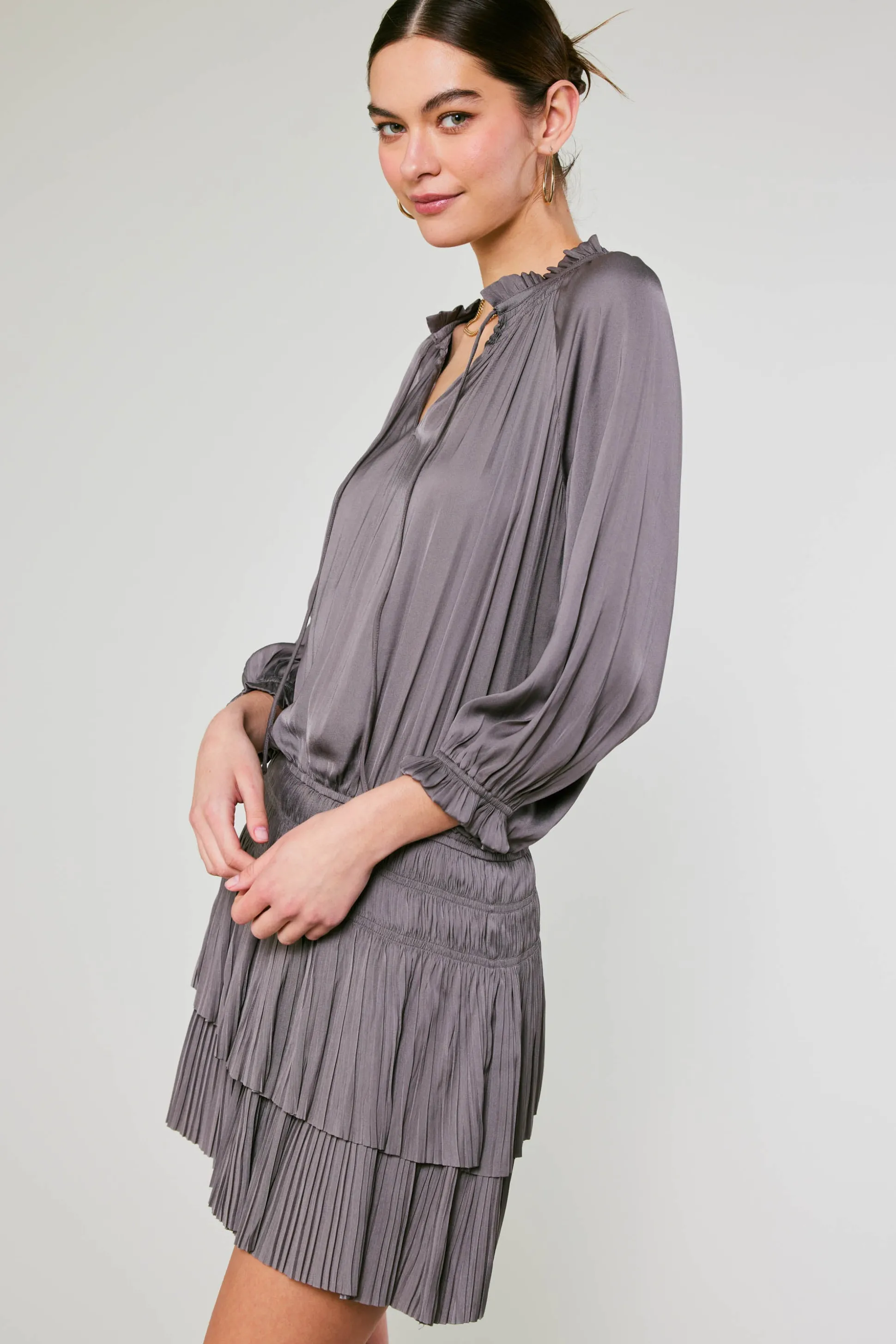 Aurelie Pleated Mini Dress<Current Air Fashion