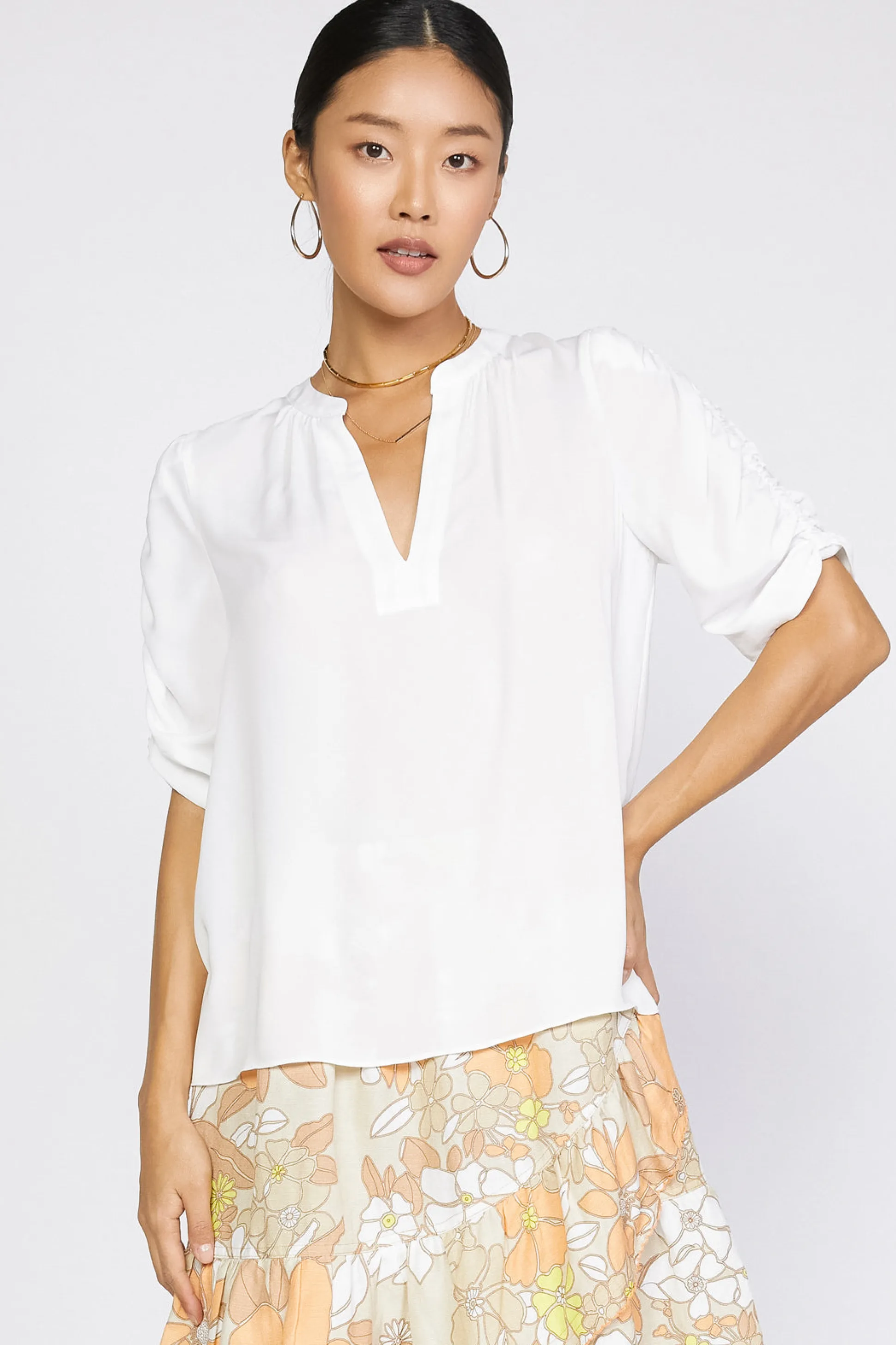 Shirred Sleeve Blouse<Current Air Online